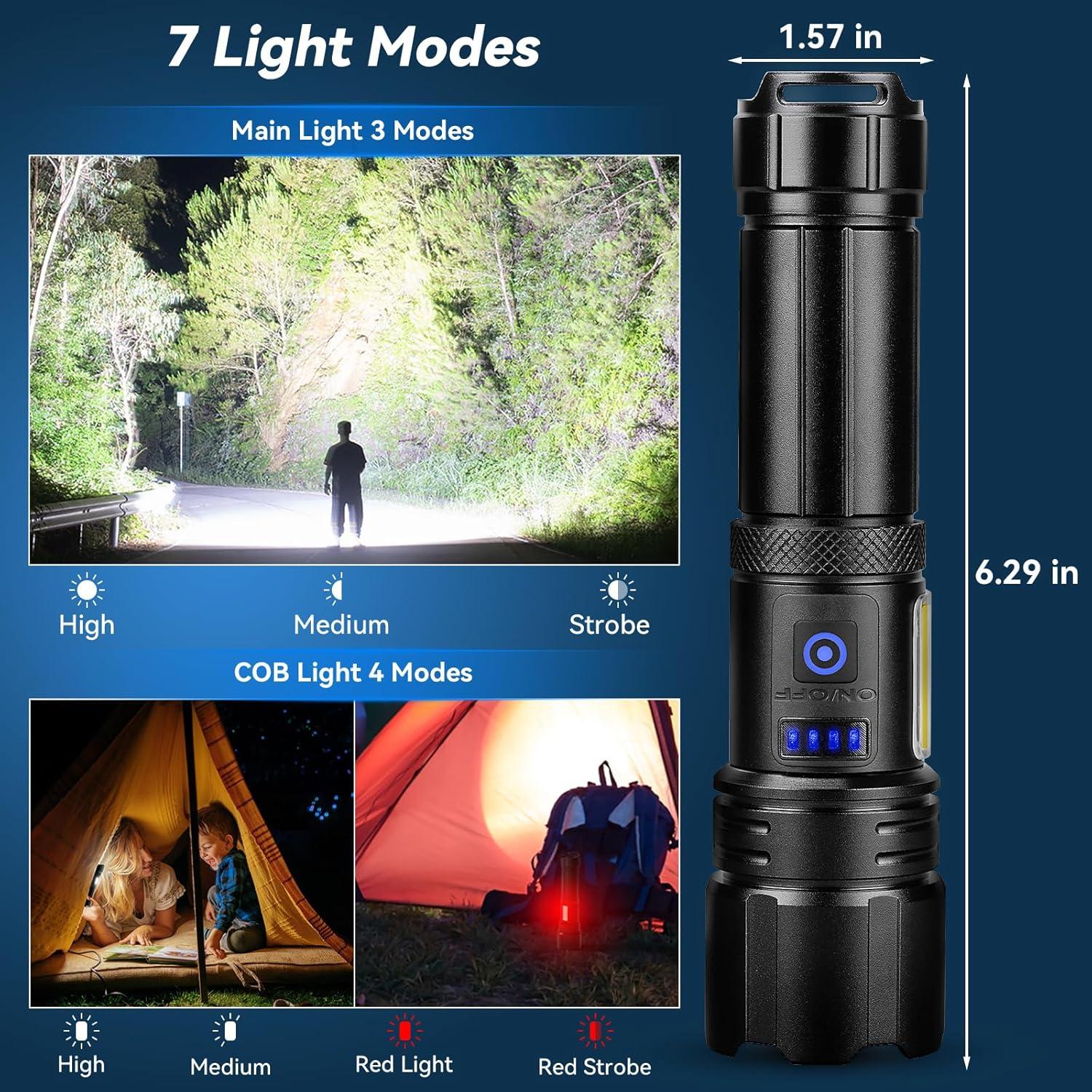 Linterna Recargable Sigoobal 99,000 Lúmenes 7 Modos IPX6