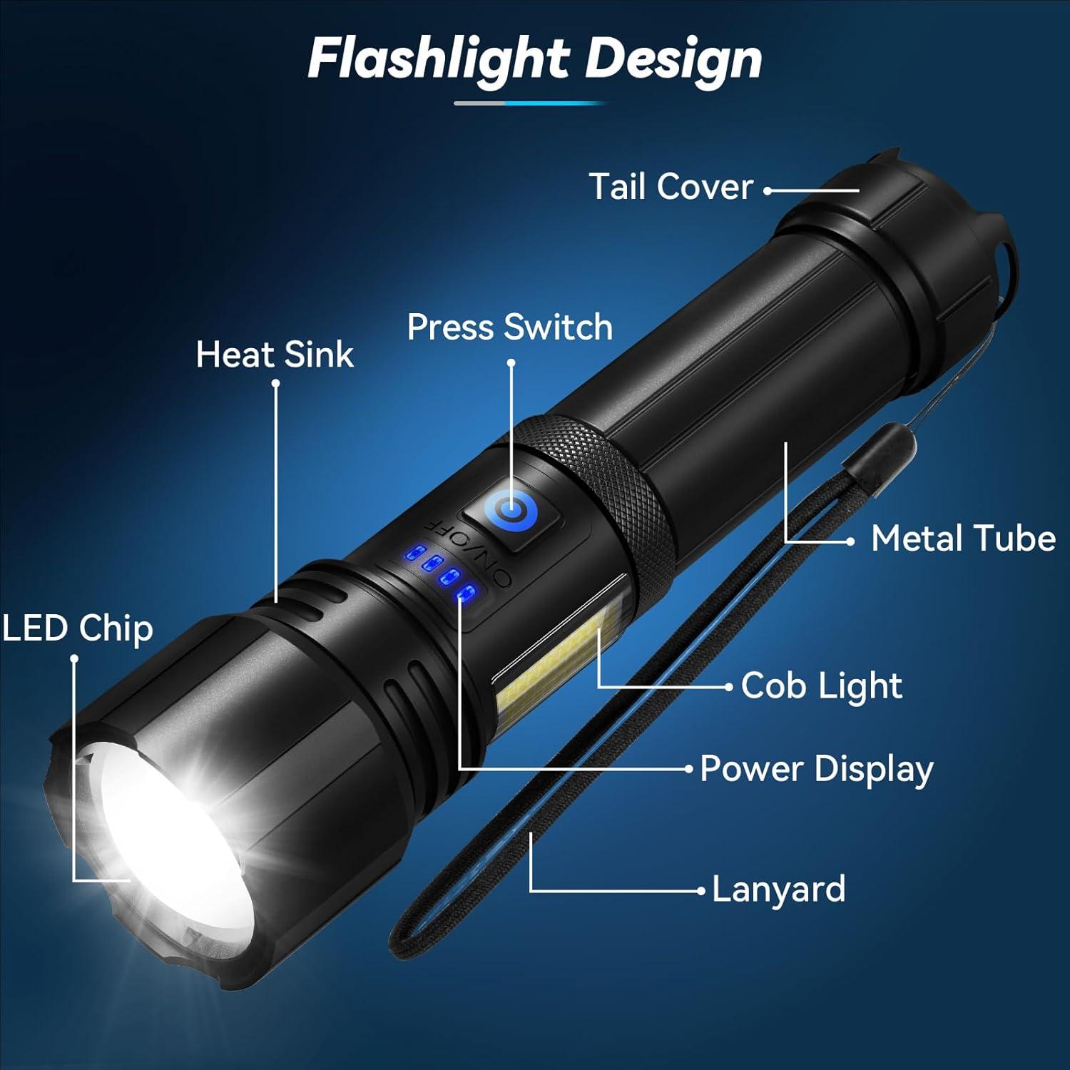 Linterna Recargable Sigoobal 99,000 Lúmenes 7 Modos IPX6