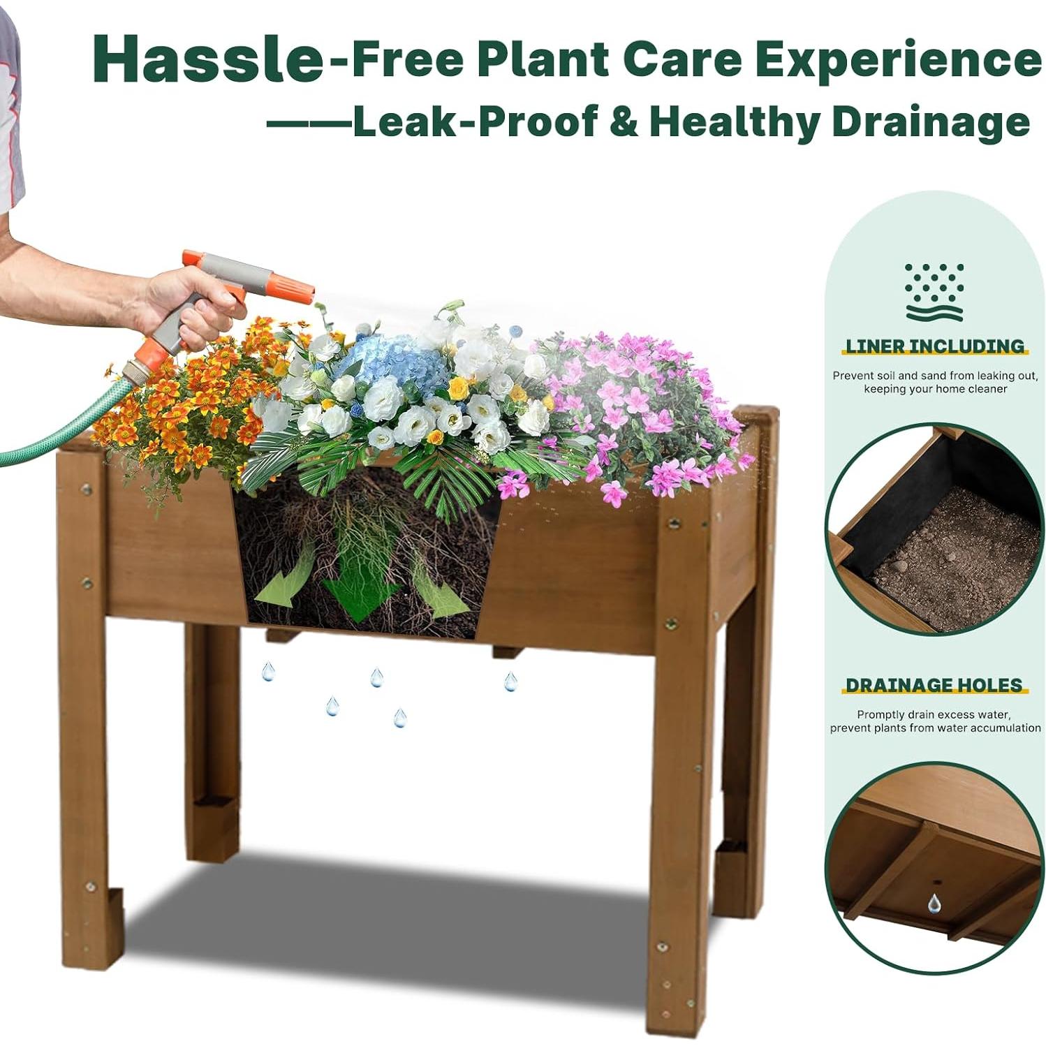 Cama de Jardín Elevada Magazoopet 118.4x58.7x75.5 cm Madera