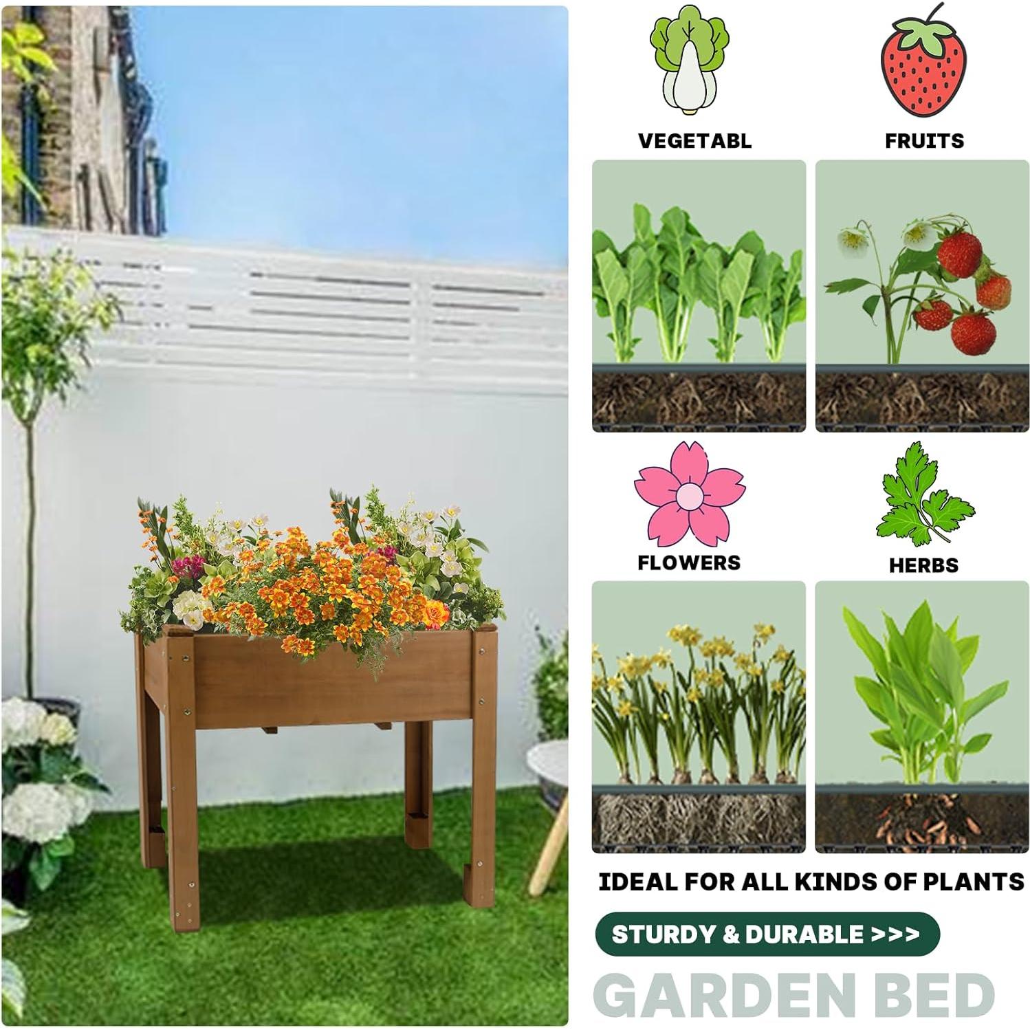 Cama de Jardín Elevada Magazoopet 118.4x58.7x75.5 cm Madera