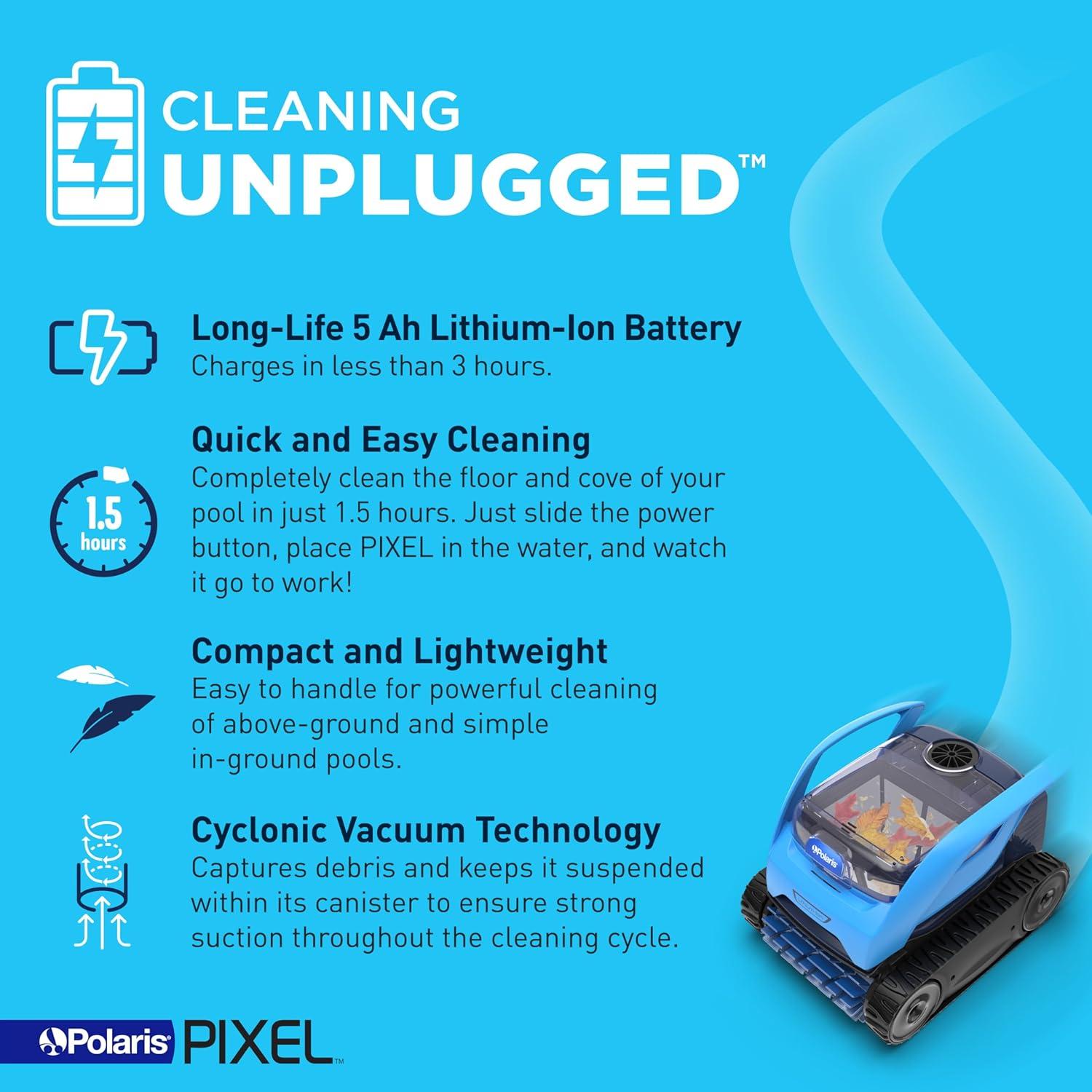 Limpiador Robótico Sin Cable Polaris Pixel para Piscinas 9.14m