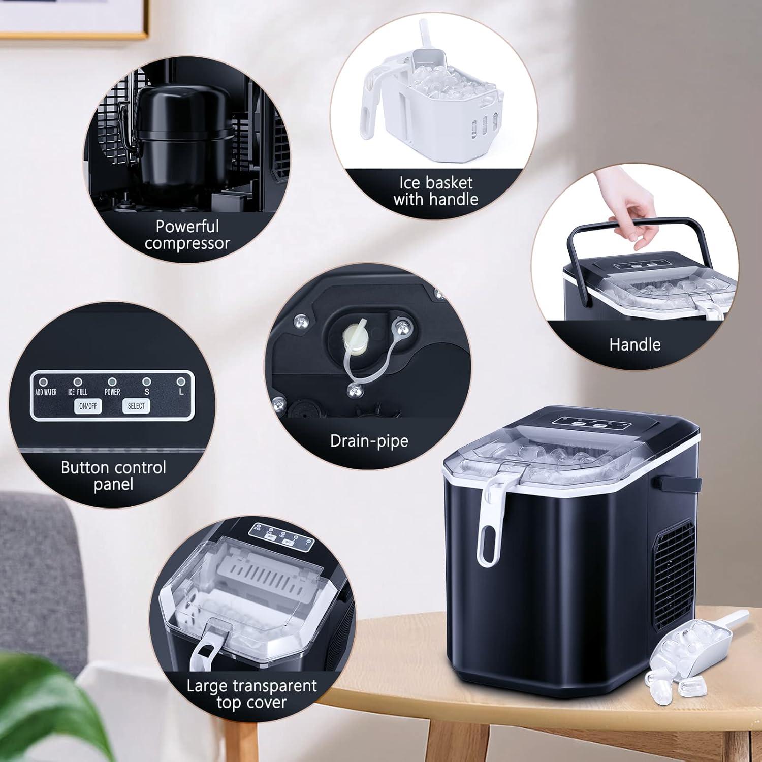 Fabricante de Hielo de Encimera Antarctic Star HZB-22G Negro 11.79 kg