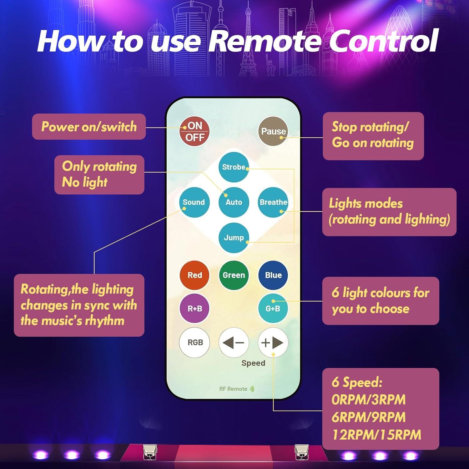 Motor de Bola de Disco IGRARK con Luz y Control Remoto 0-15 RPM