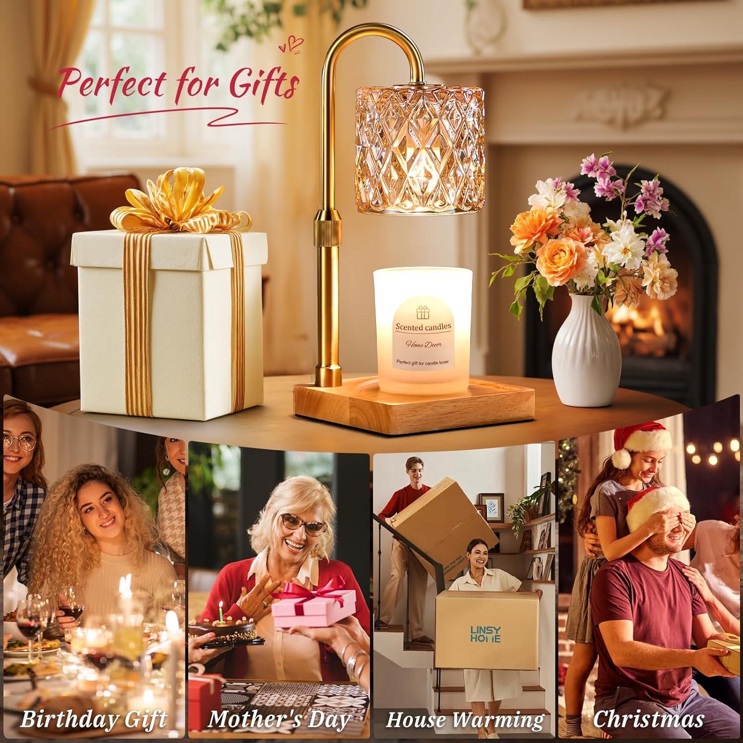 Lámpara Calentadora de Velas Hong-in Ámbar Regulable con Temporizador