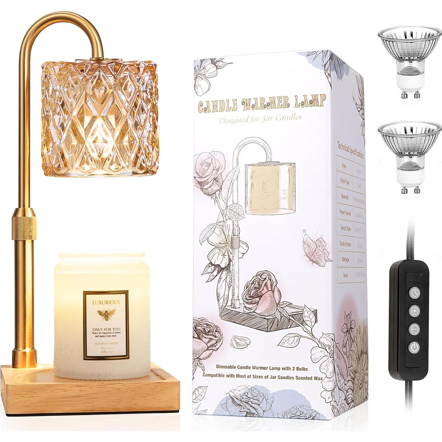 Lámpara Calentadora de Velas Hong-in Ámbar Regulable con Temporizador