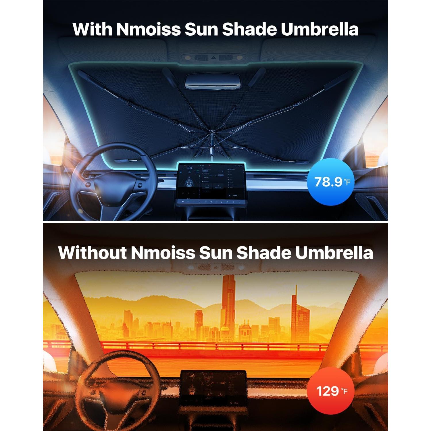 Sombrilla para Parabrisas de Coche Nmoiss 132x79 cm Plateada