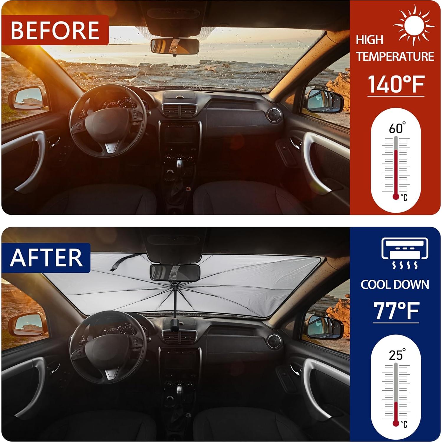 Sombrilla de Parabrisas Casuru 140x79cm Floral Bandera Americana