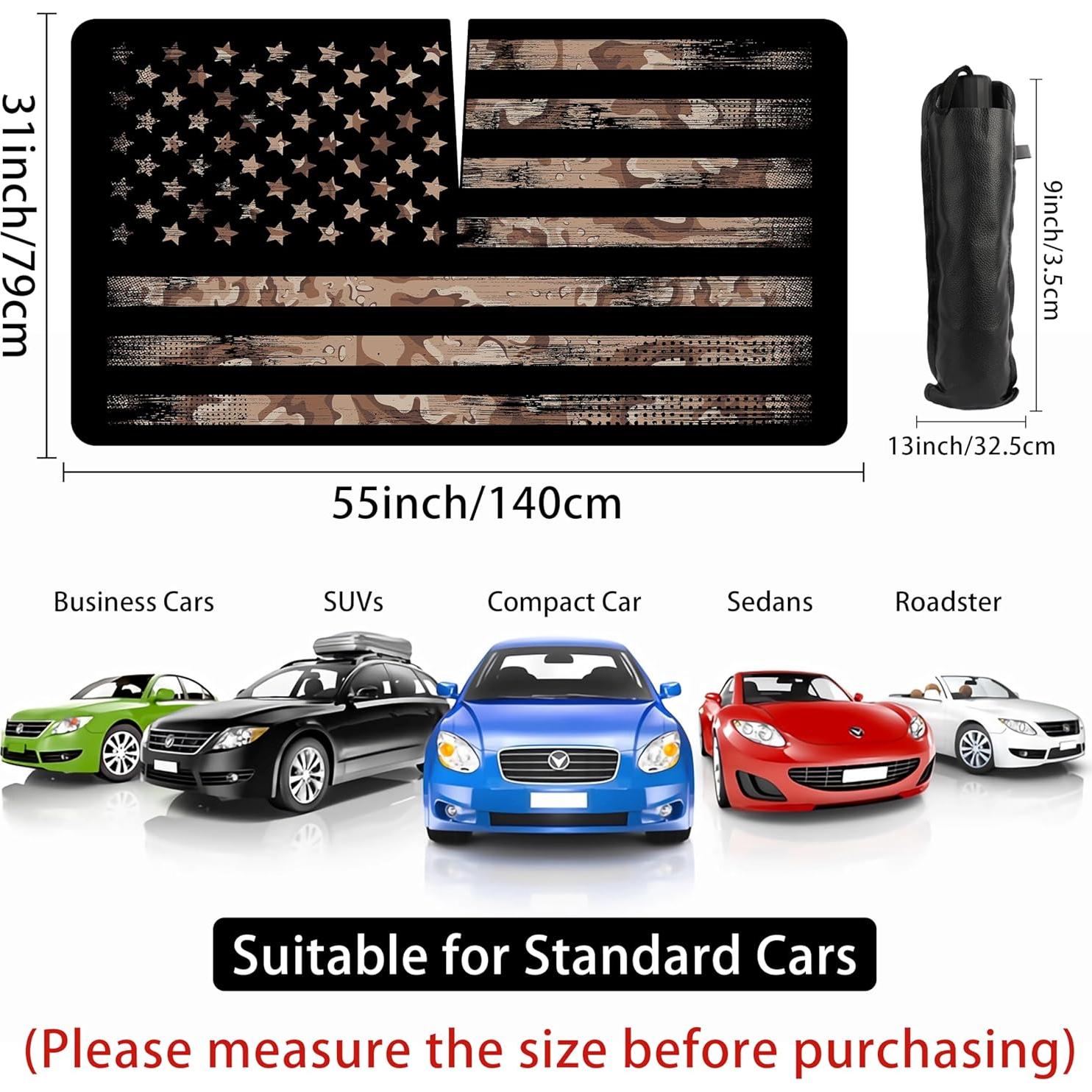 Sombrilla de Parabrisas Casuru 140x79cm Floral Bandera Americana