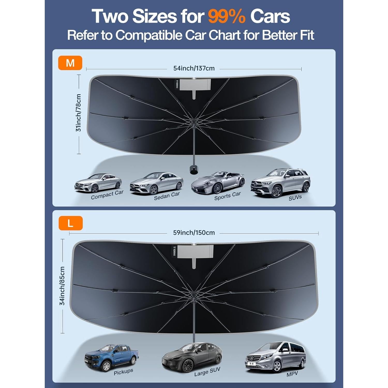 Sombrilla para Parabrisas TORRAS TS-ZYS-3 137x79cm Plegable