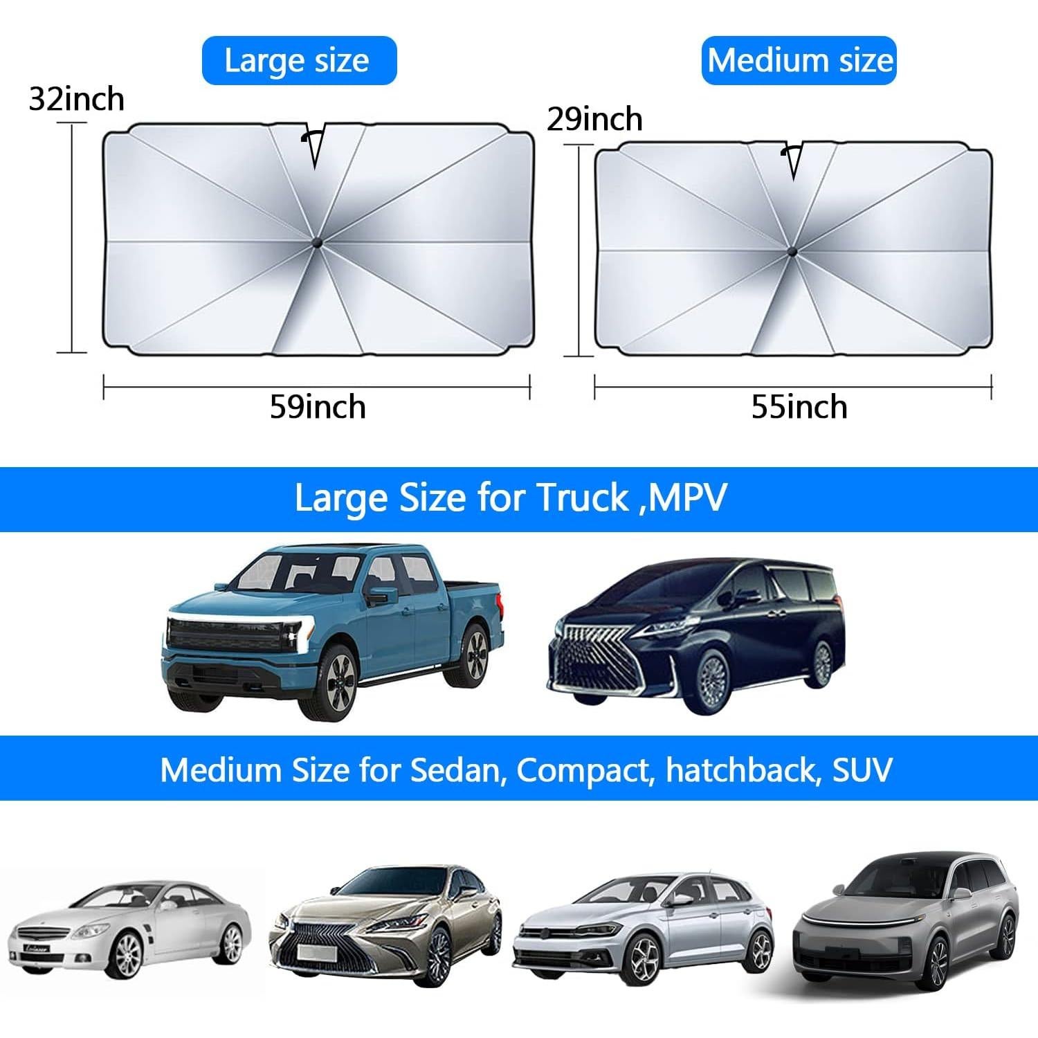 Sombrilla de Parabrisas de Coche Heart Horse 149.86x81.28cm