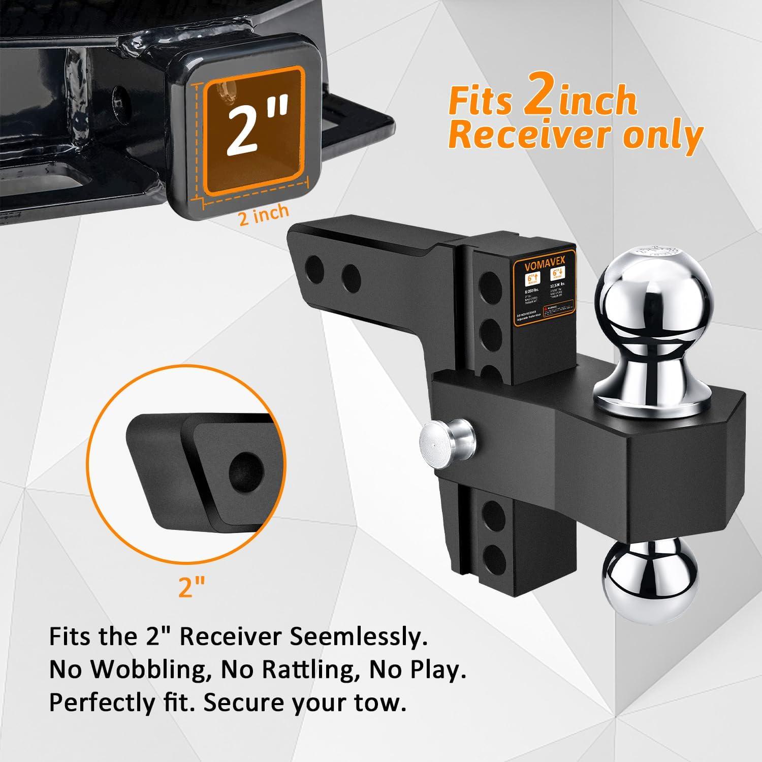 Enganche de Remolque Ajustable Vomavex 6" (15.24 cm) Negro