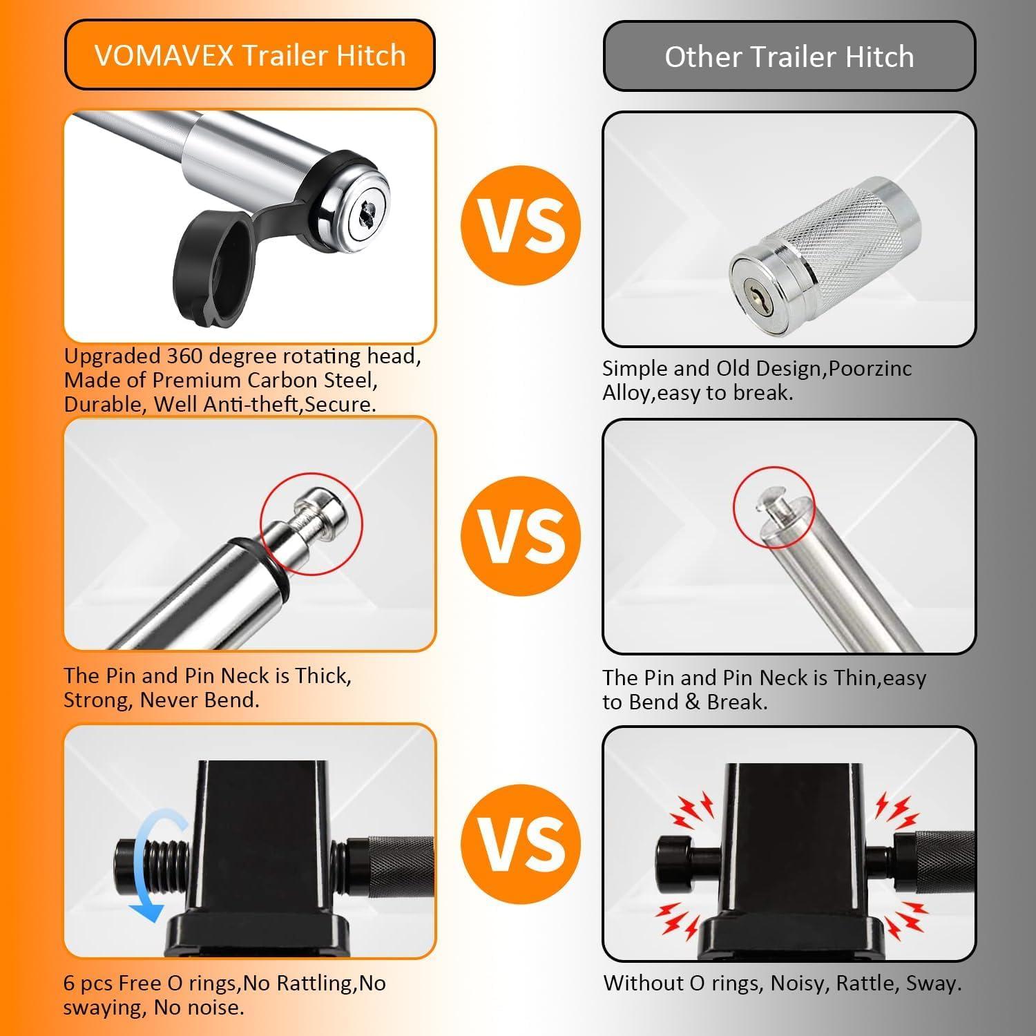 Enganche de Remolque Ajustable Vomavex 6" (15.24 cm) Negro