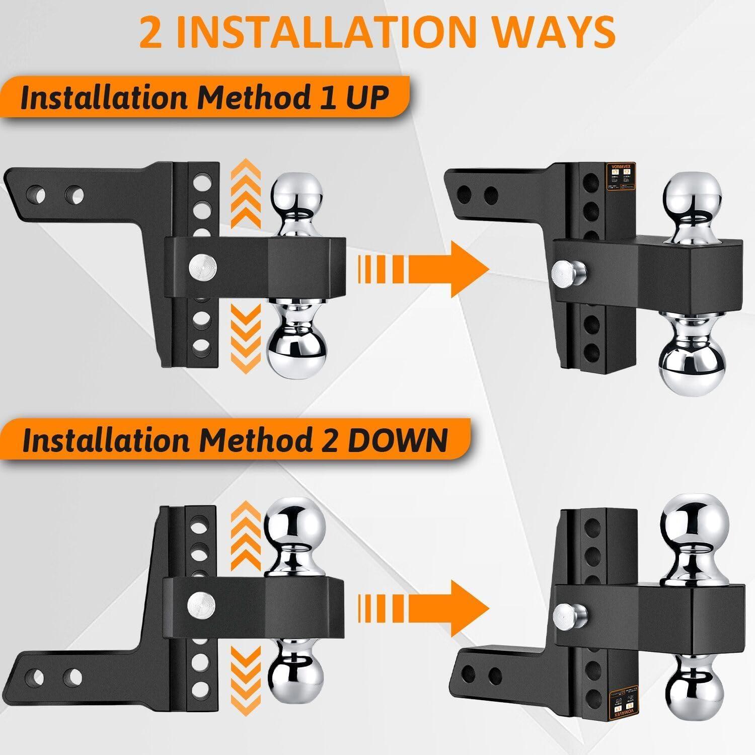 Enganche de Remolque Ajustable Vomavex 6" (15.24 cm) Negro