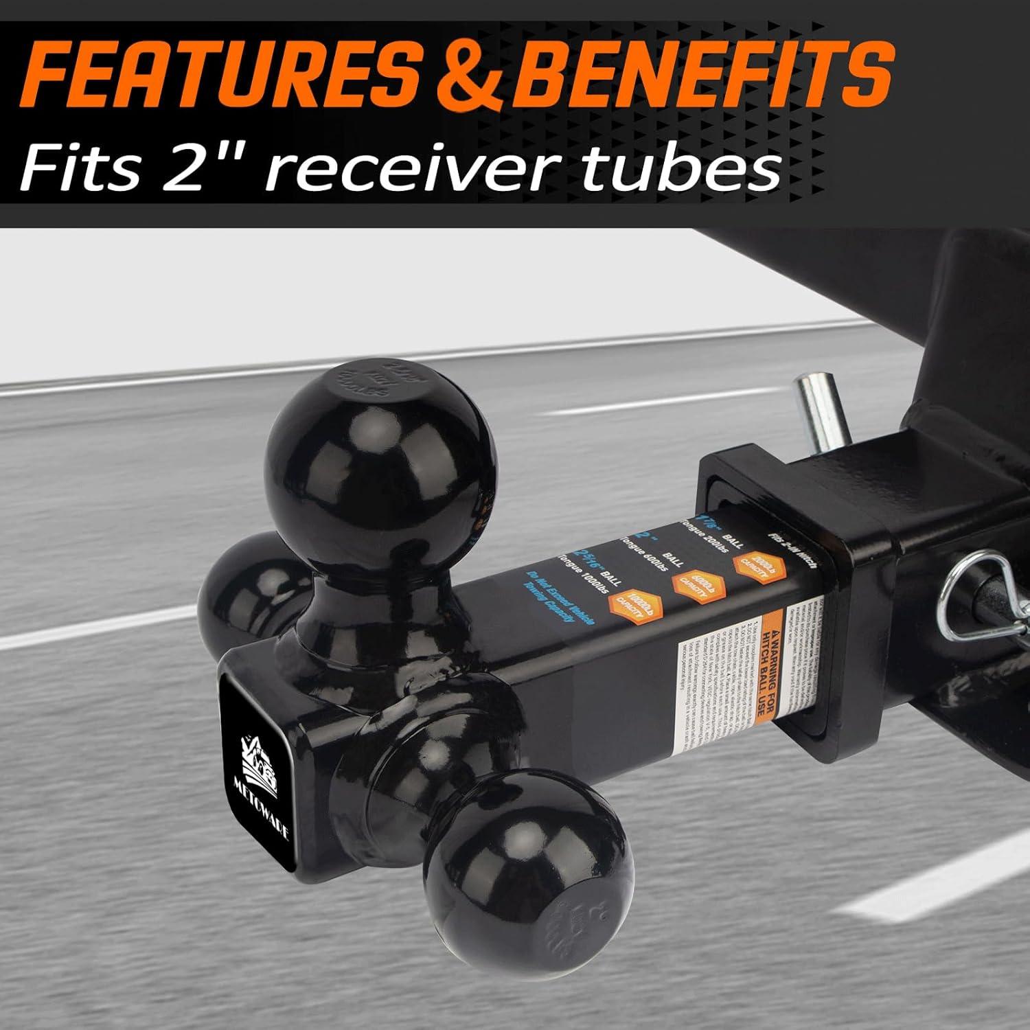 Enganche de Remolque Tri Bola METOWARE 3 Tamaños 907kg a 4536kg