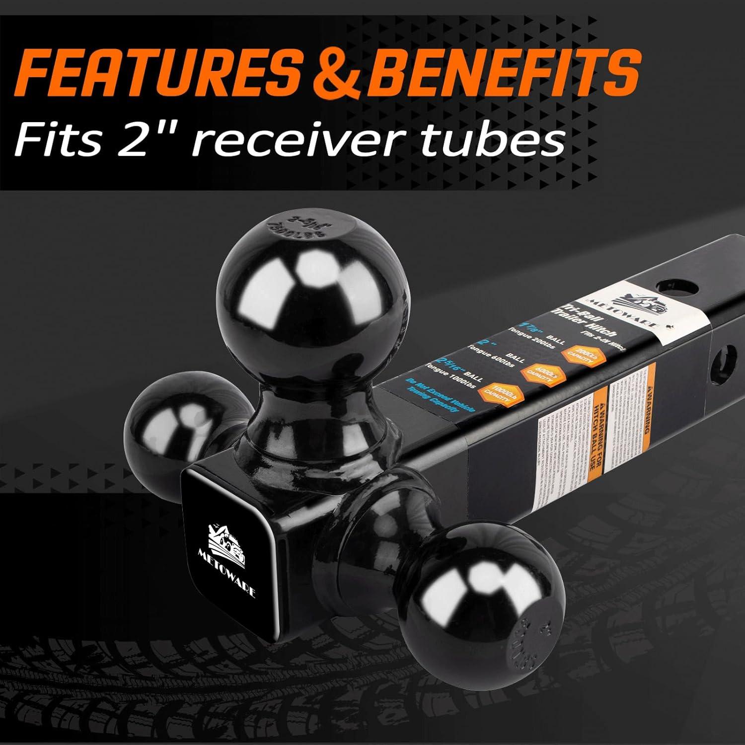 Enganche de Remolque Tri Bola METOWARE 3 Tamaños 907kg a 4536kg