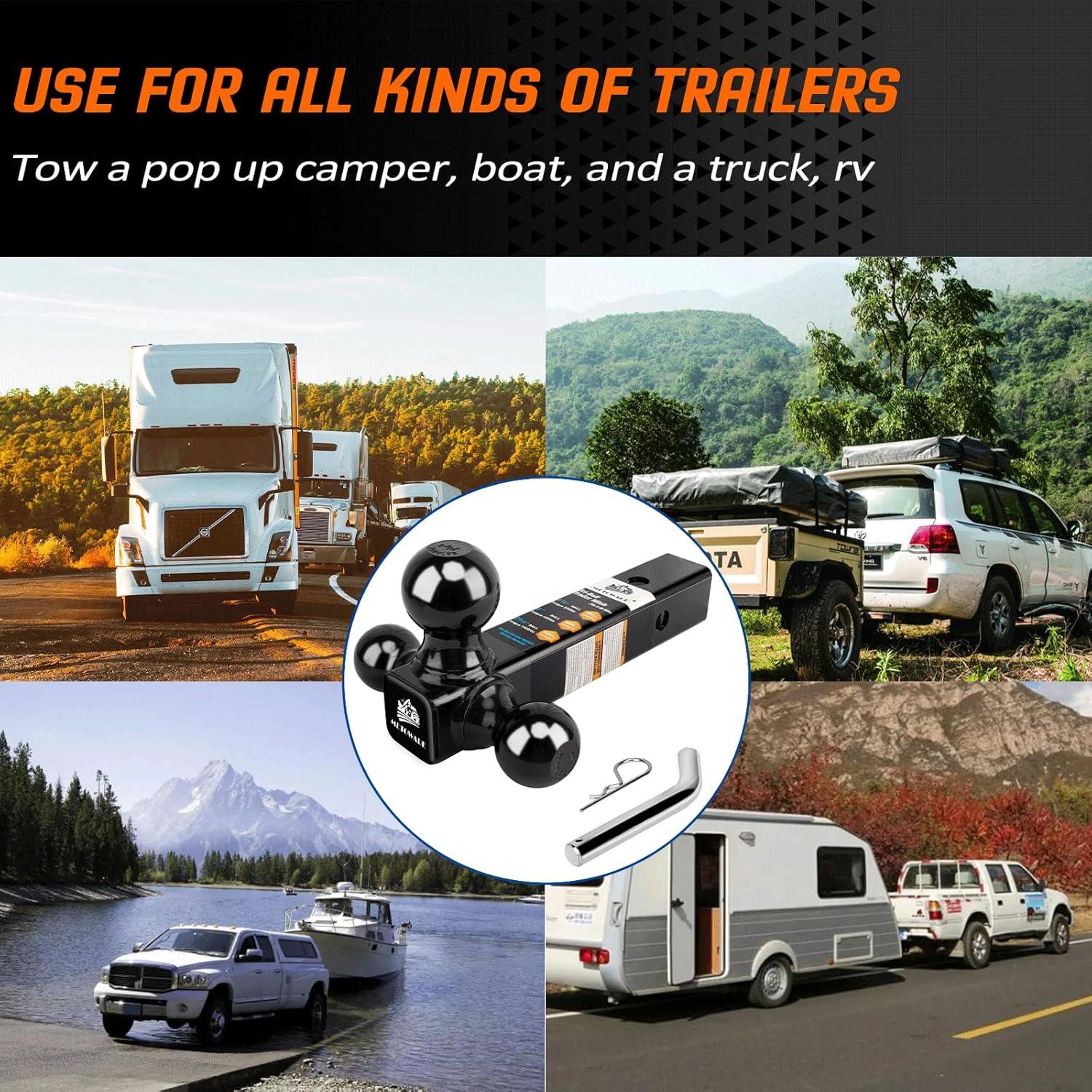 Enganche de Remolque Tri Bola METOWARE 3 Tamaños 907kg a 4536kg