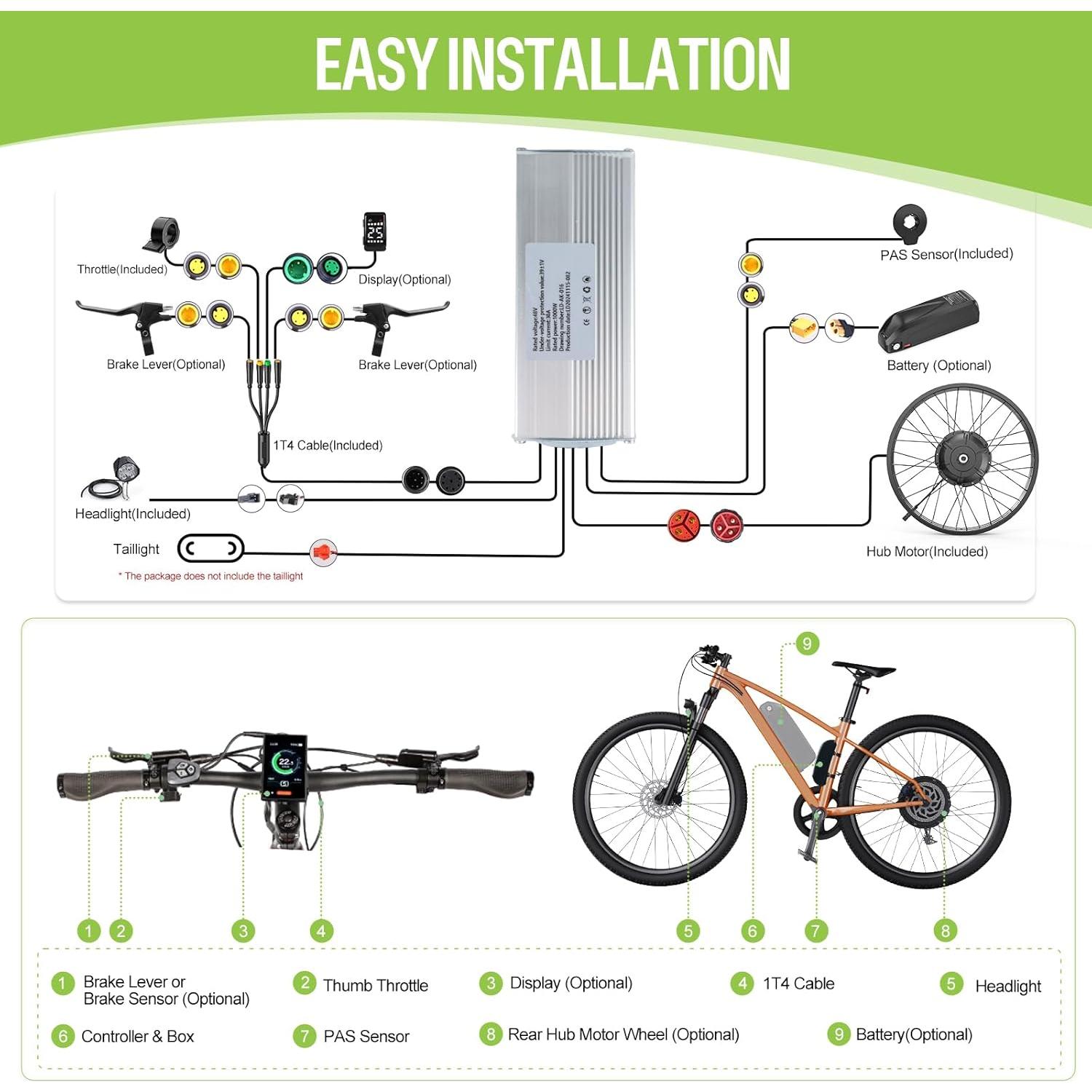 Kit de Conversión BAFANG 48V 1000W para Bicicleta Eléctrica