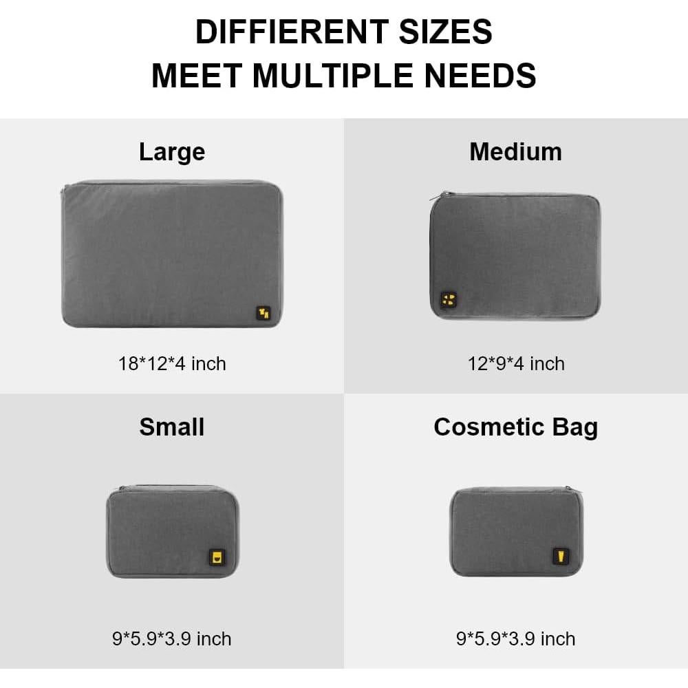 Set de 4 Cubos de Embalaje LEVEL8 - Gris - Organizador de Viaje