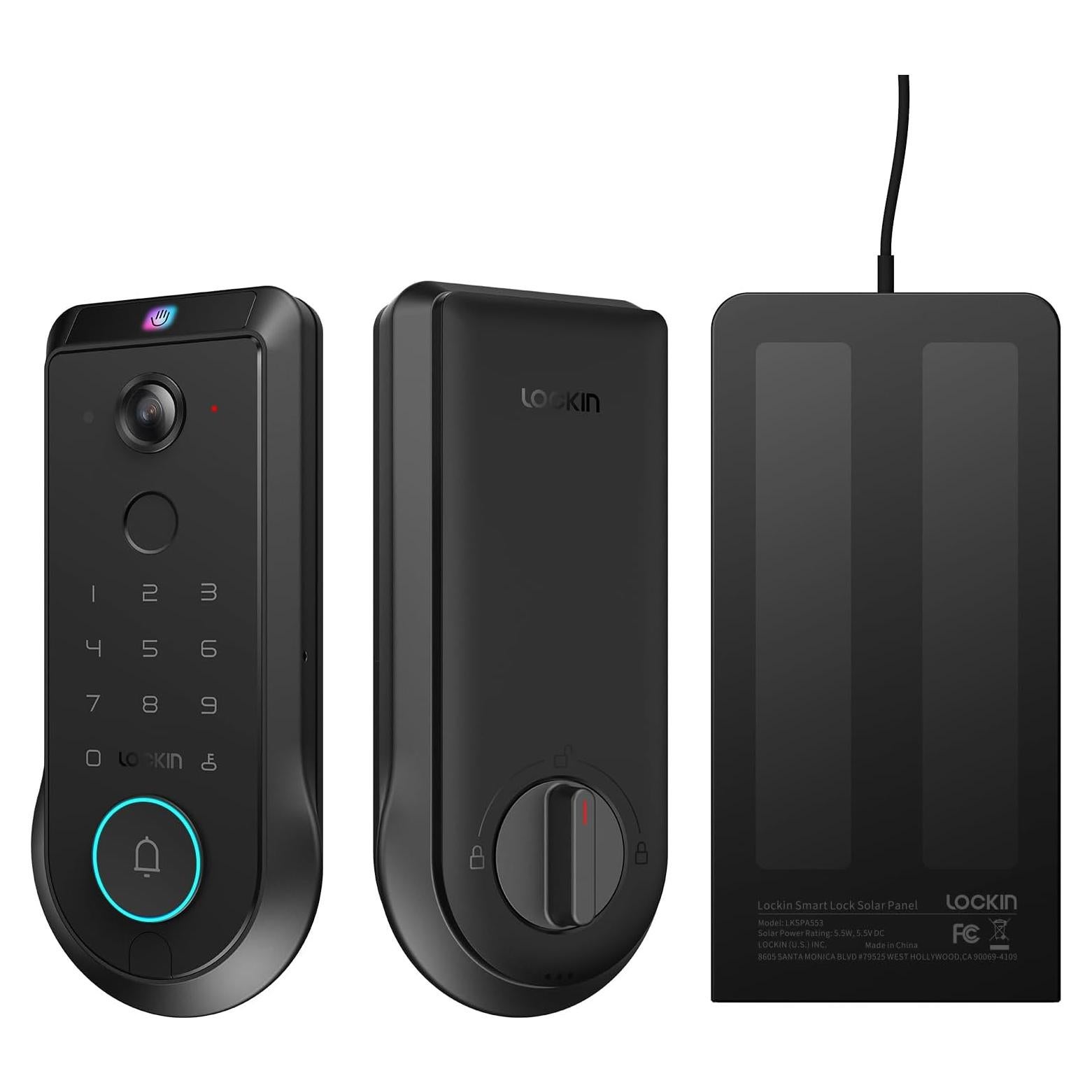 Cerradura Inteligente Lockin Veno Pro con Reconocimiento de Vena de Palma y Panel Solar