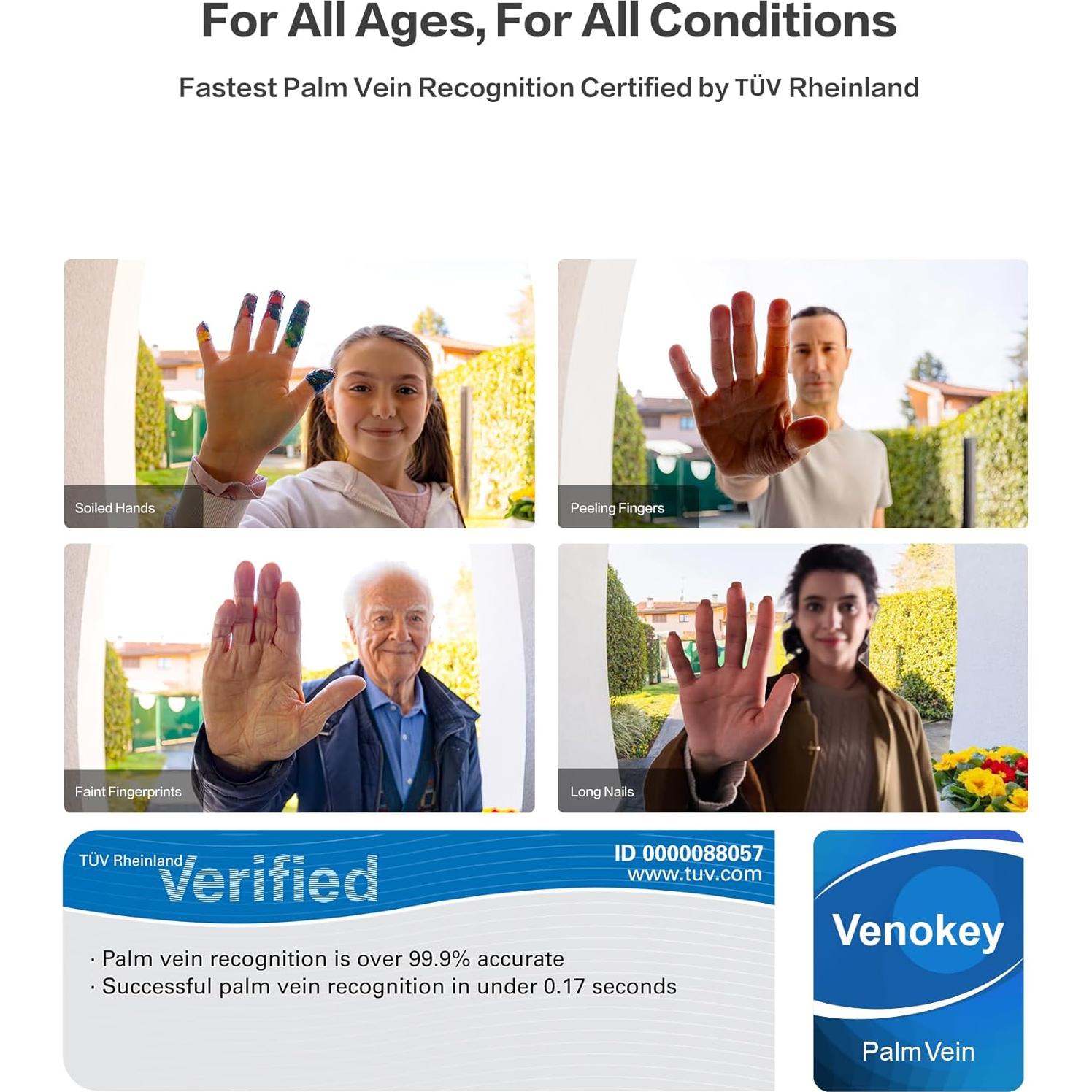 Cerradura Inteligente Lockin Veno Pro con Reconocimiento de Vena de Palma y Panel Solar