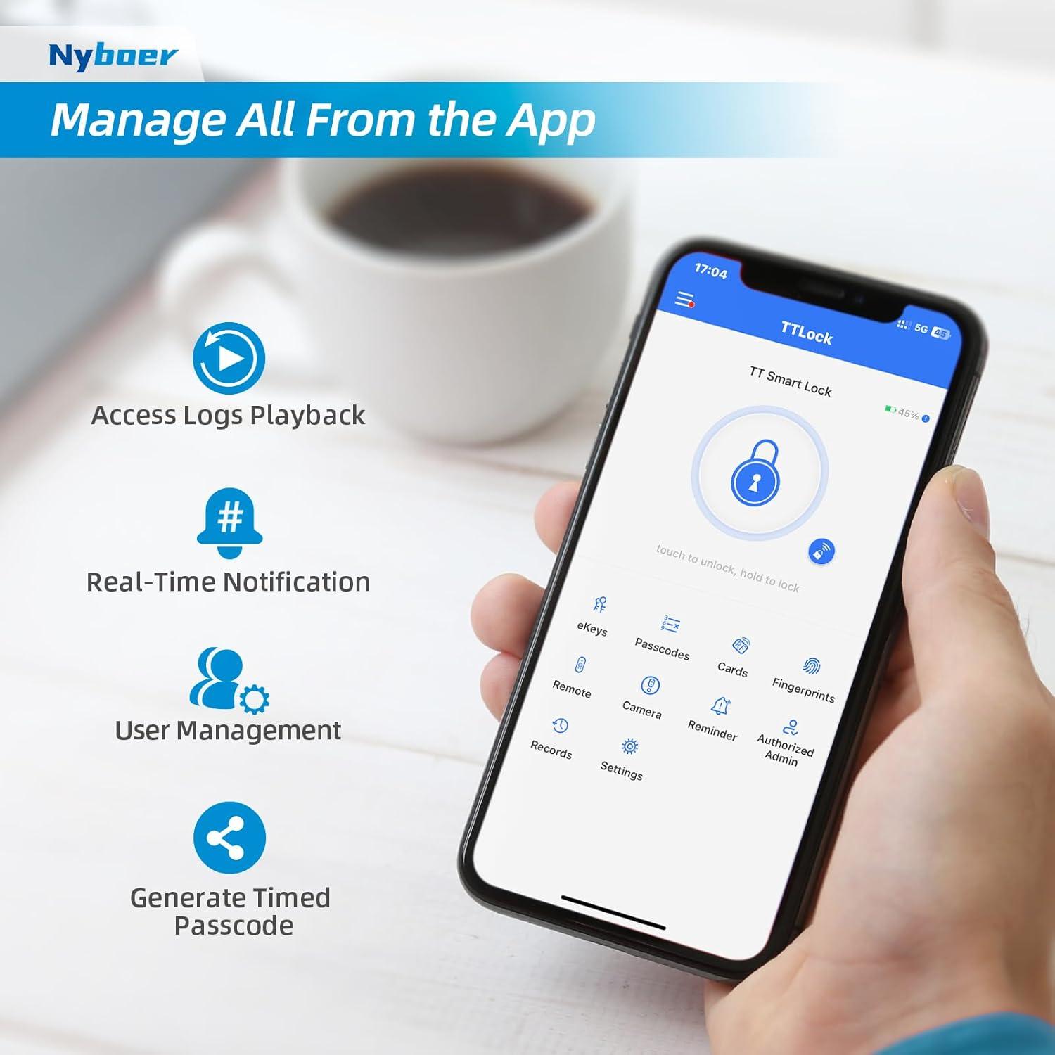 Cerradura Inteligente Nyboer H3B PRO TT con Cámara y WiFi
