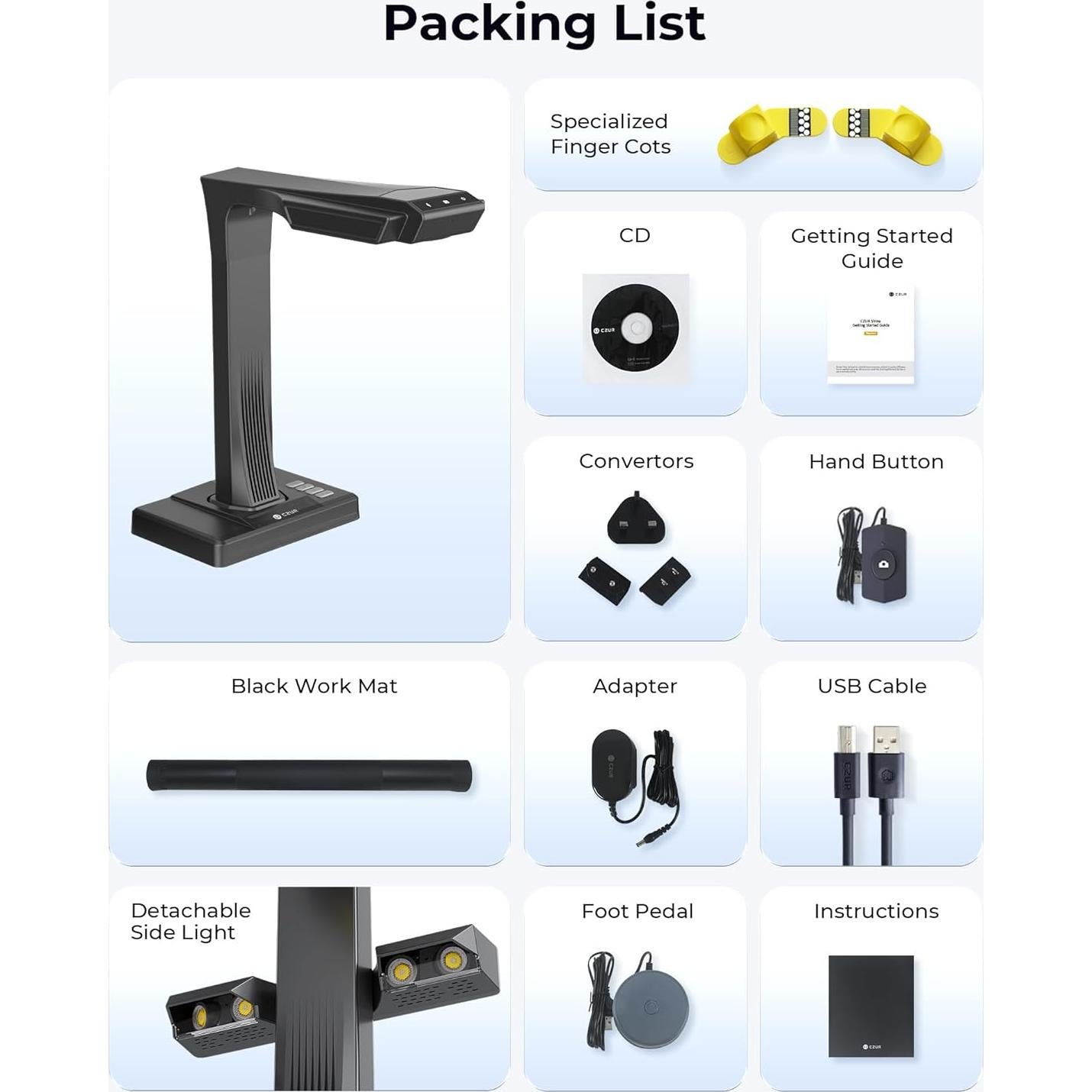 Escáner de libros CZUR ET MAX 38MP A3 USB HDMI OCR