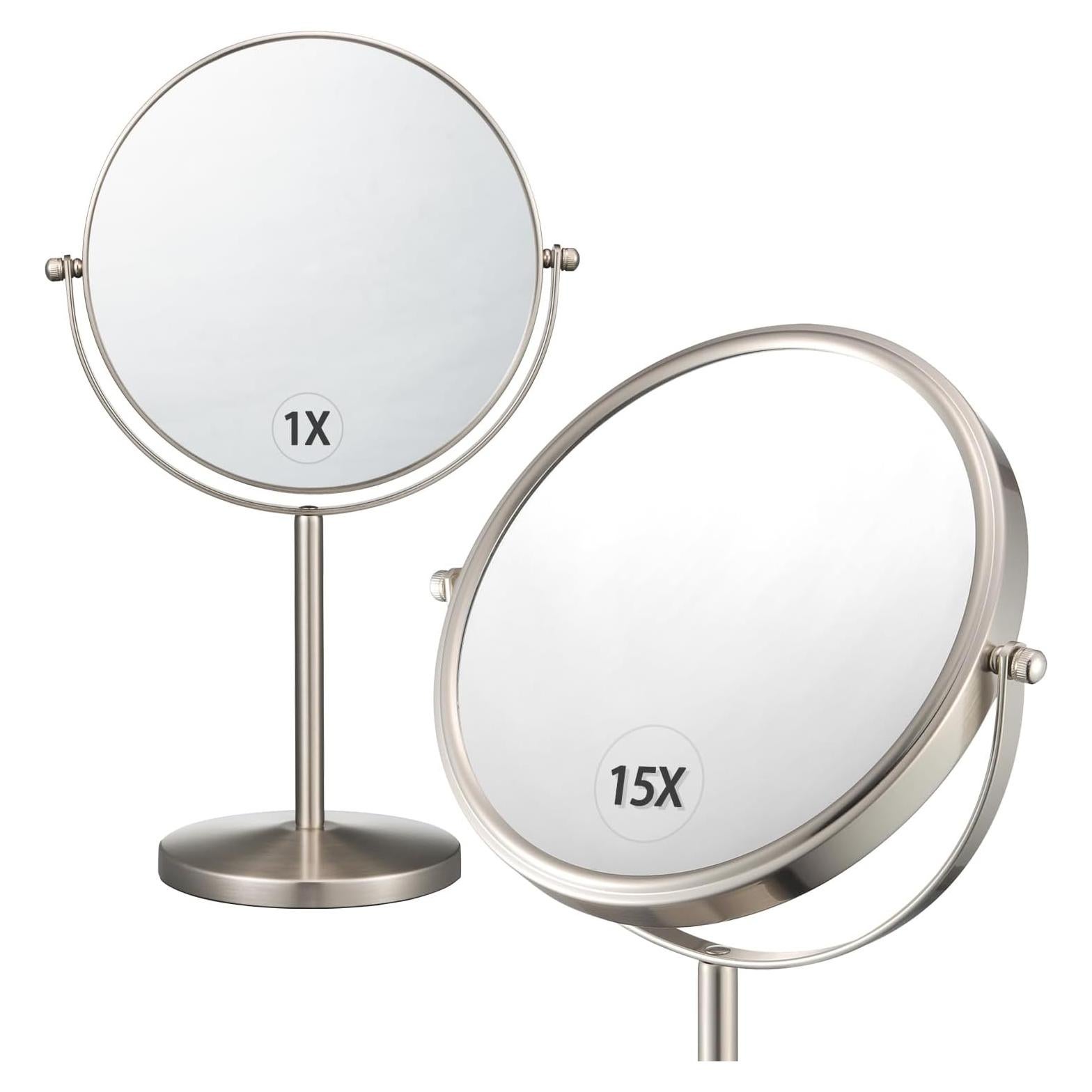 Espejo de Aumento Doble Cara ALHAKIN 20 cm 1X/15X Niquel