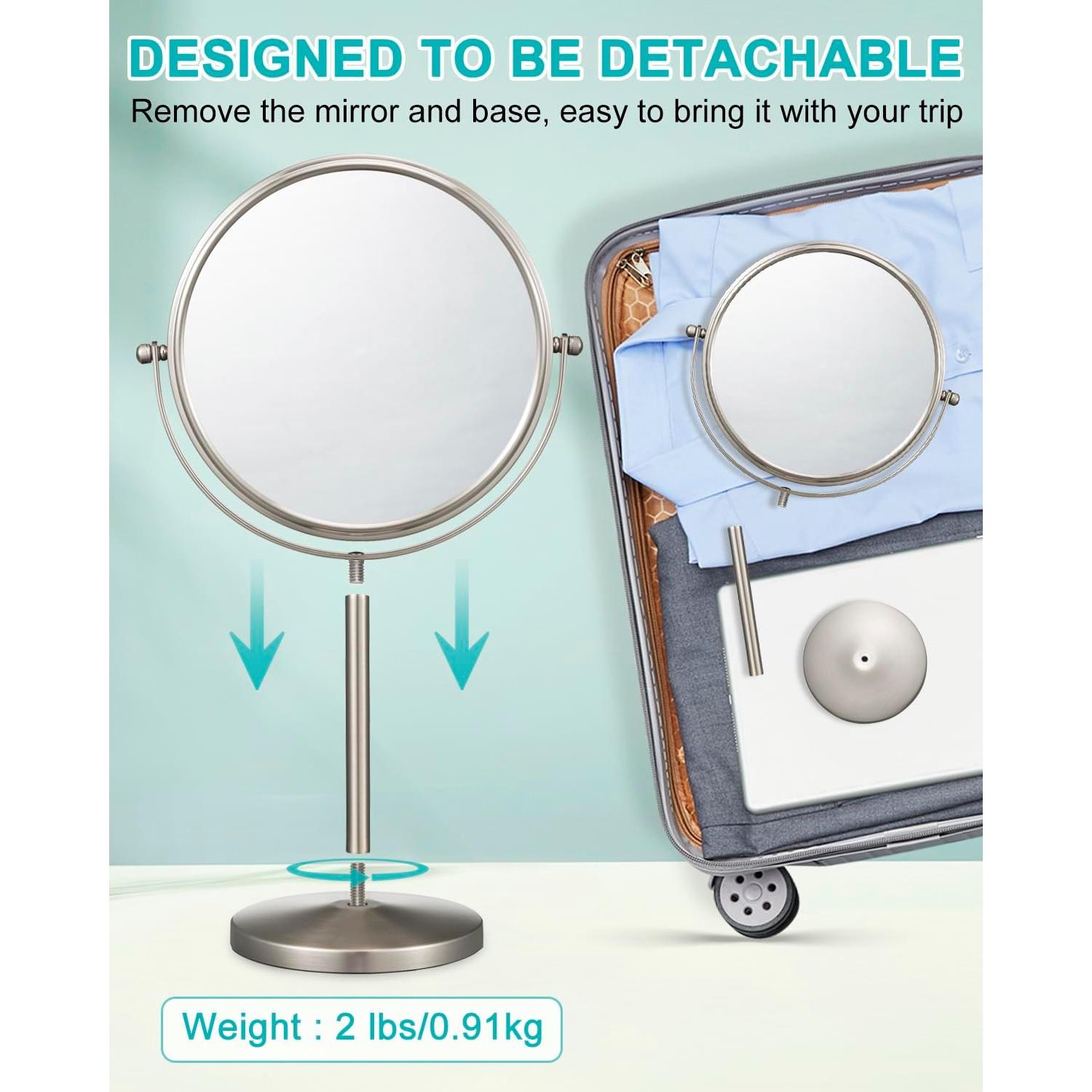 Espejo de Aumento Doble Cara ALHAKIN 20 cm 1X/15X Niquel