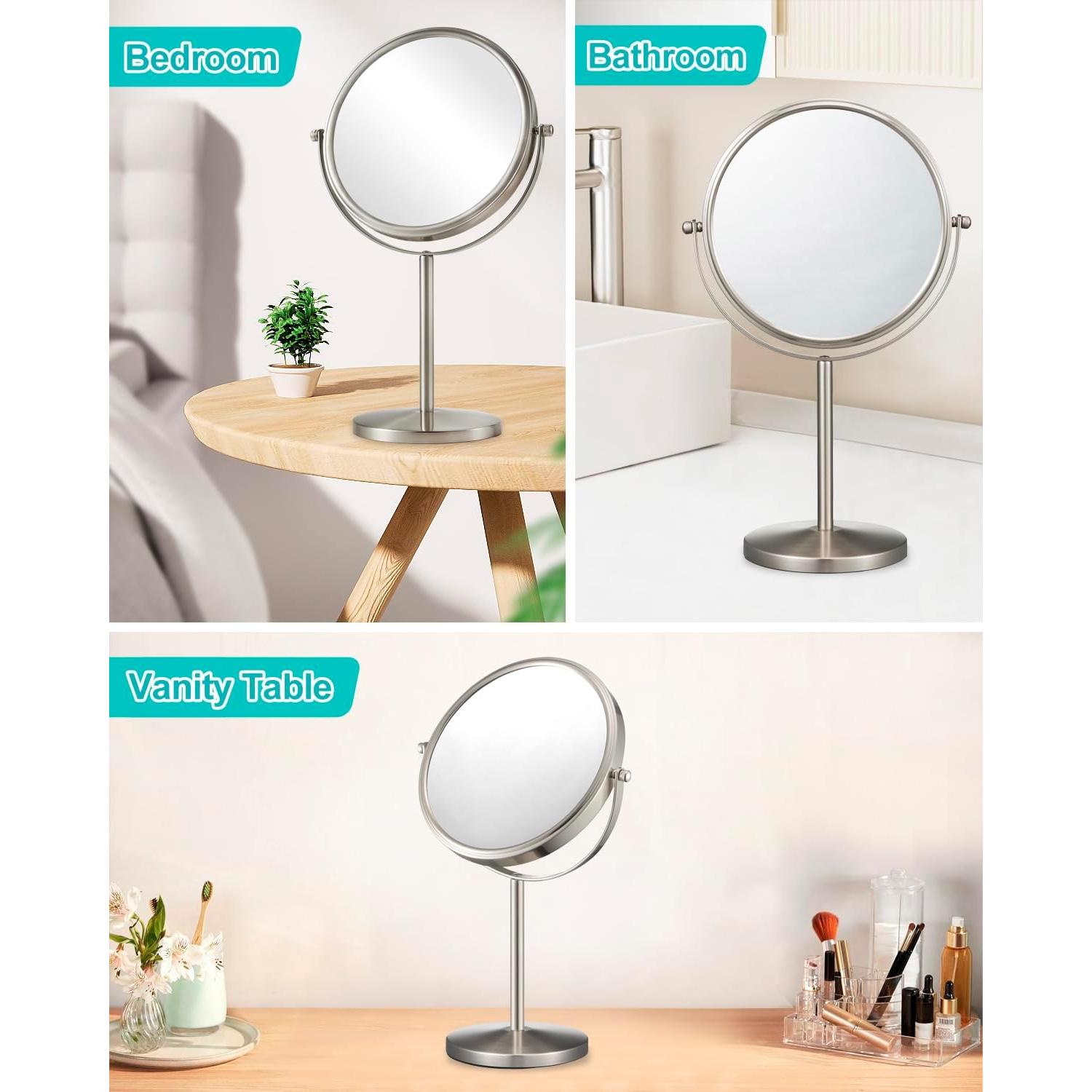 Espejo de Aumento Doble Cara ALHAKIN 20 cm 1X/15X Niquel