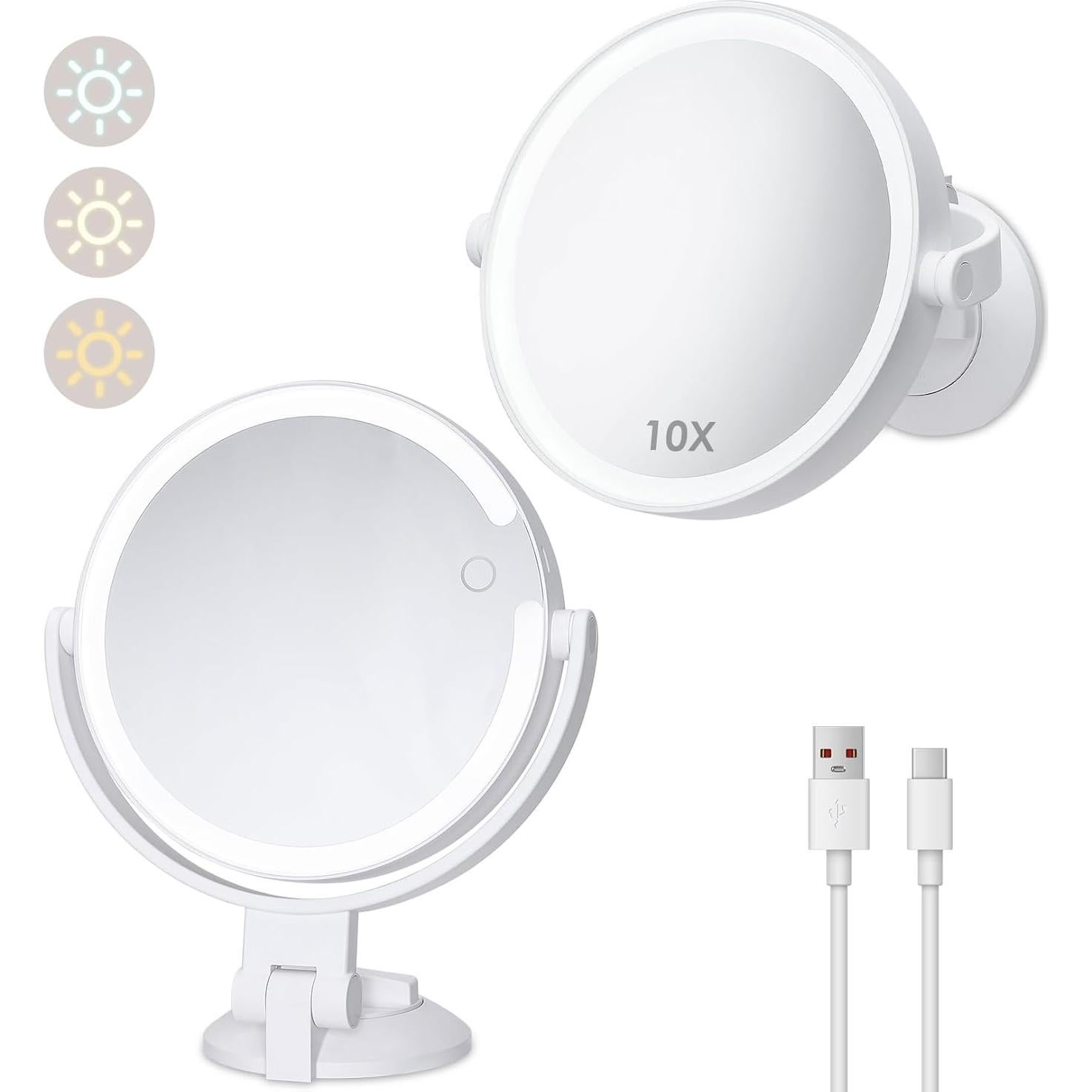 Espejo de Ducha Iluminado LUKYMIRO 1X 10X Recargable