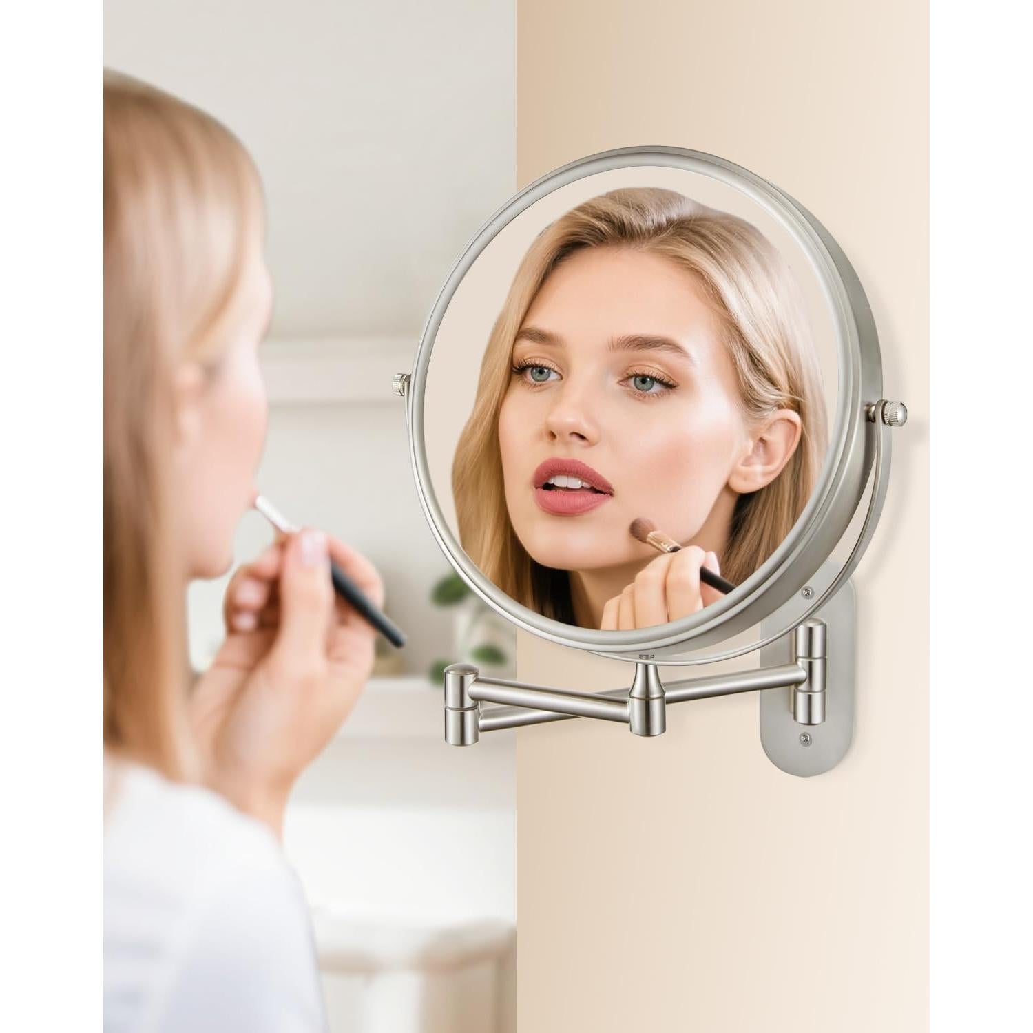 Espejo de Maquillaje Montado en Pared DECLUTTR 33cm 15X Doble Cara