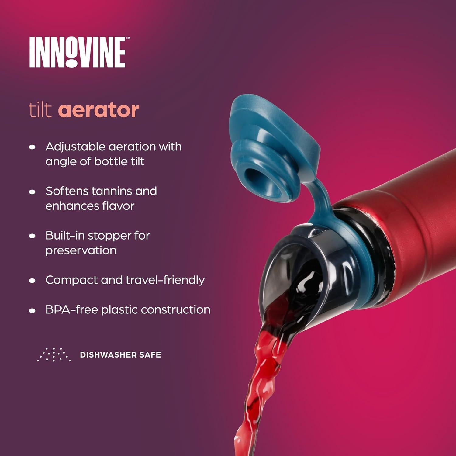 Aerador de Vino Innovine con Tapón Incorporado Verde Oscuro
