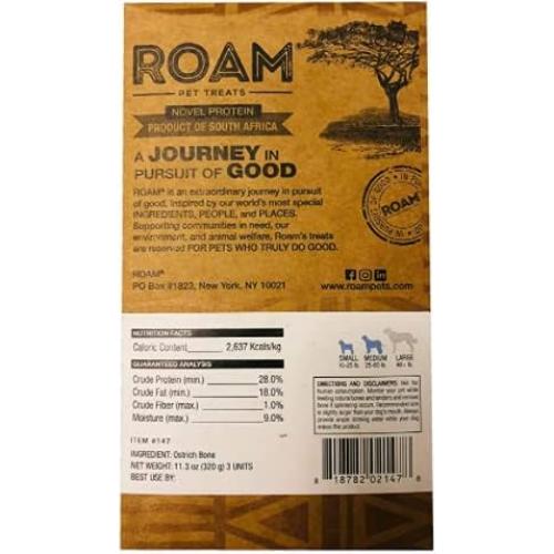 Huesos Masticables para Perros ROAM Avestruz Pequeños 4 Unidades