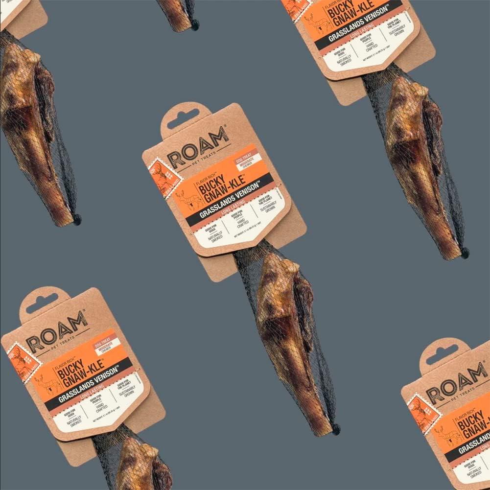 Golosinas para Perros ROAM Bucky Gnaw-kle Hueso de Ciervo 2 Paquete