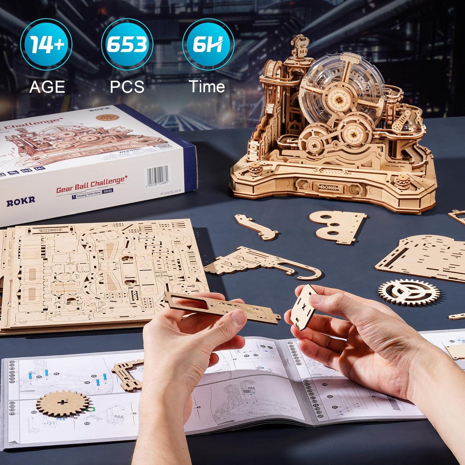 Rompecabezas 3D ROKR Máquina de Pinball DIY - Juguete de Madera