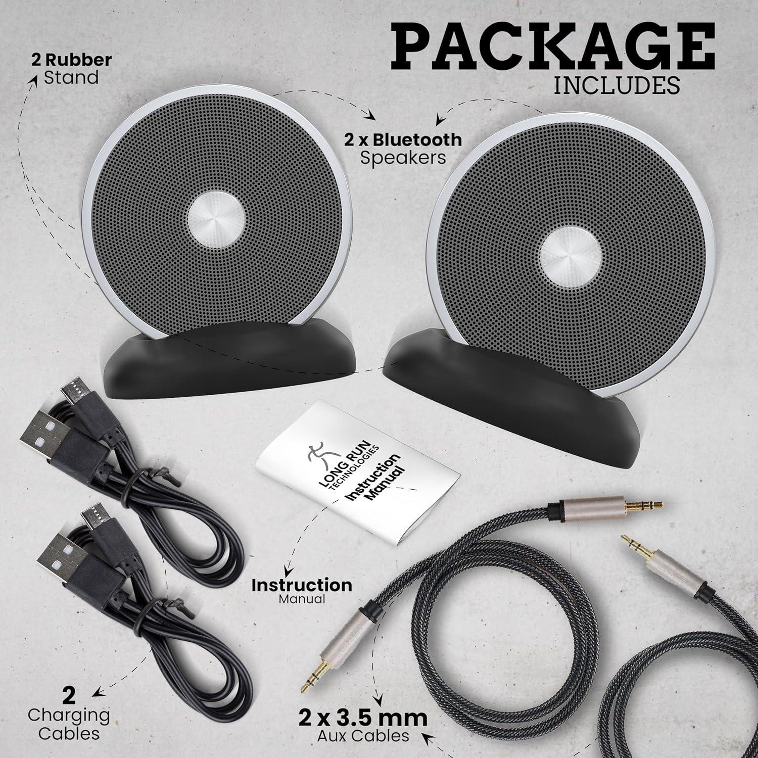 Altavoces Bluetooth Duales Long Run - 10 Horas de Batería