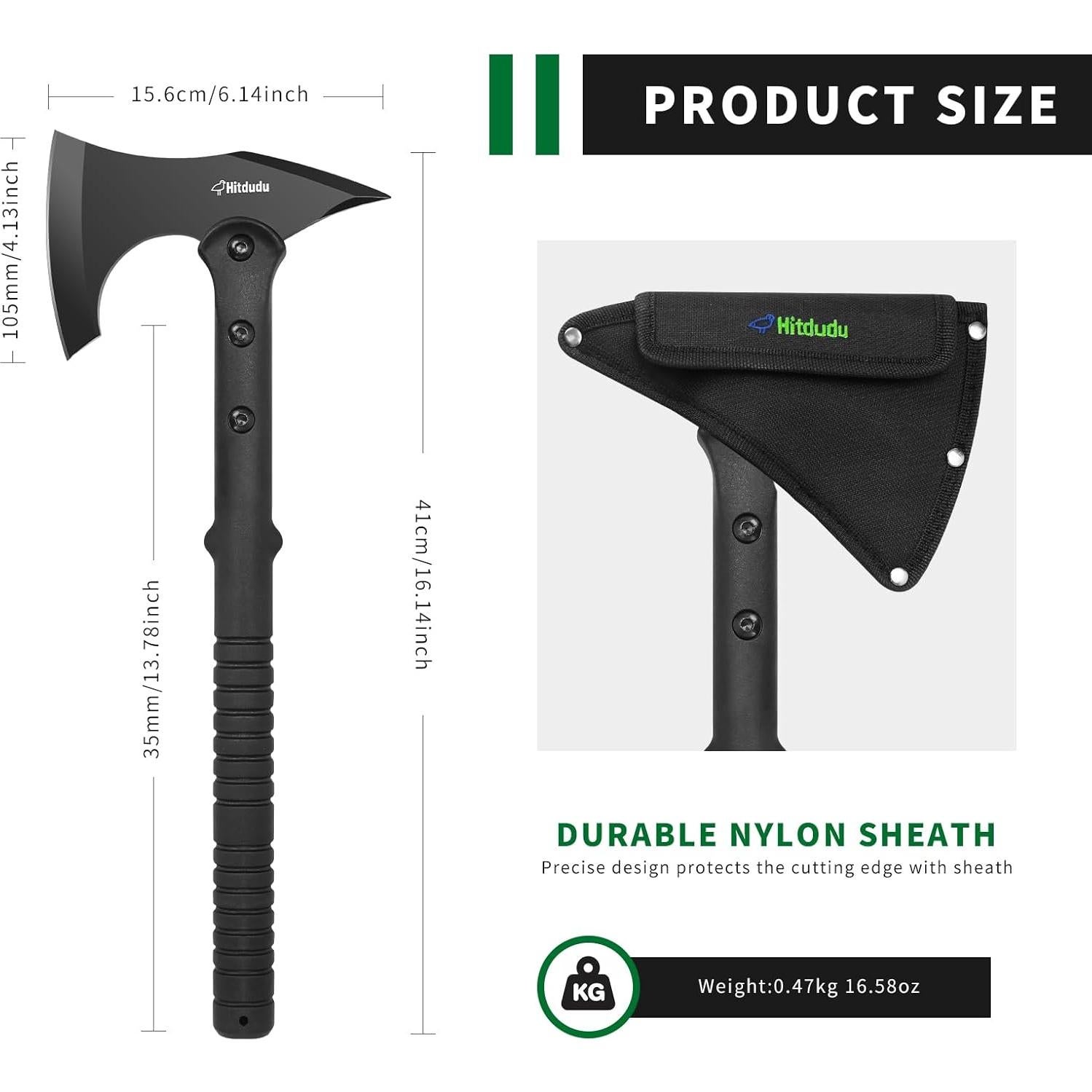 Hacha Táctica de Supervivencia Hitdudu 10.5 cm con Funda