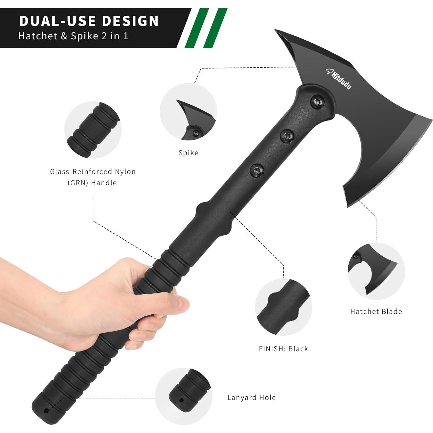 Hacha Táctica de Supervivencia Hitdudu 10.5 cm con Funda