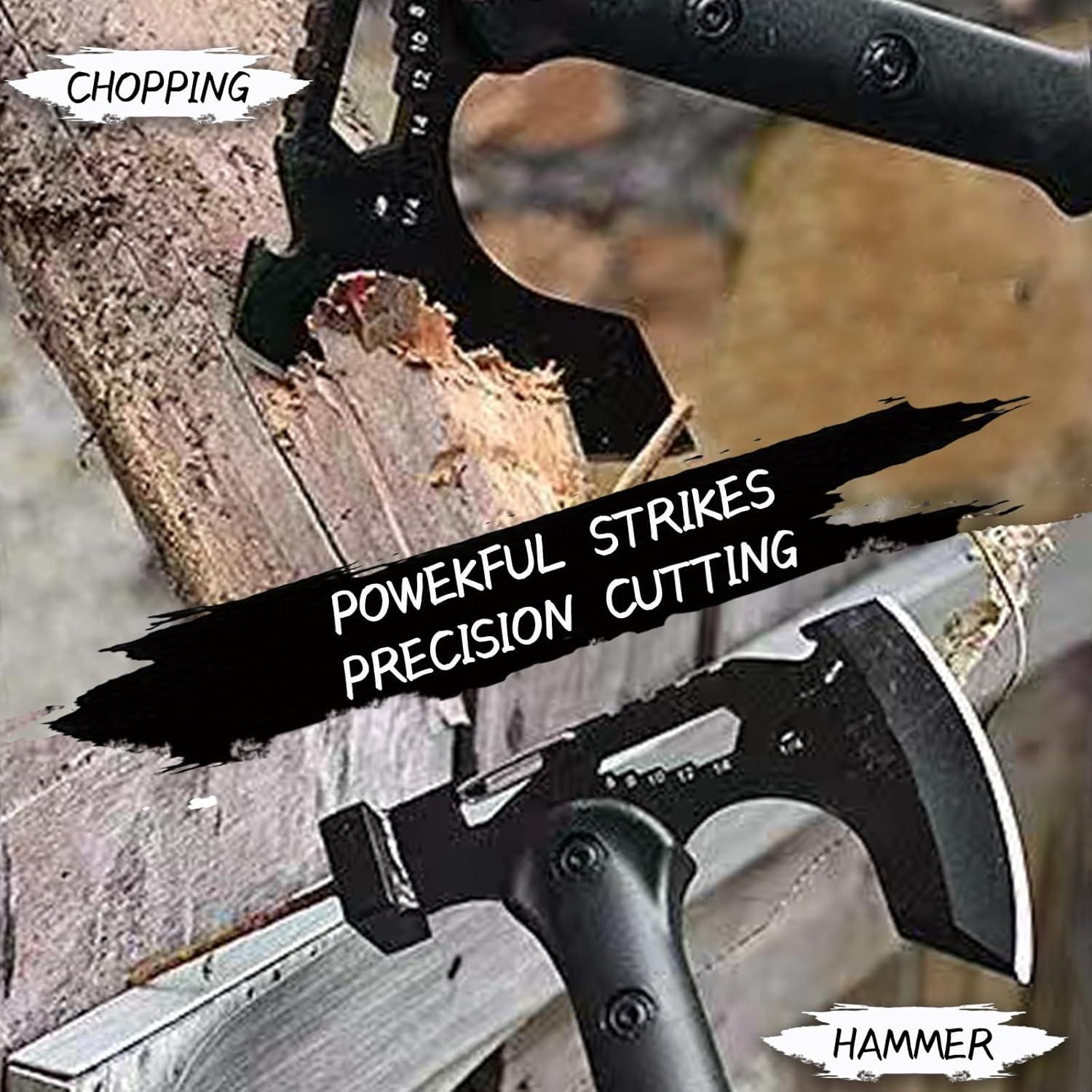 Hacha Táctica CHI SHANG de Acero Inoxidable con Funda Nylon