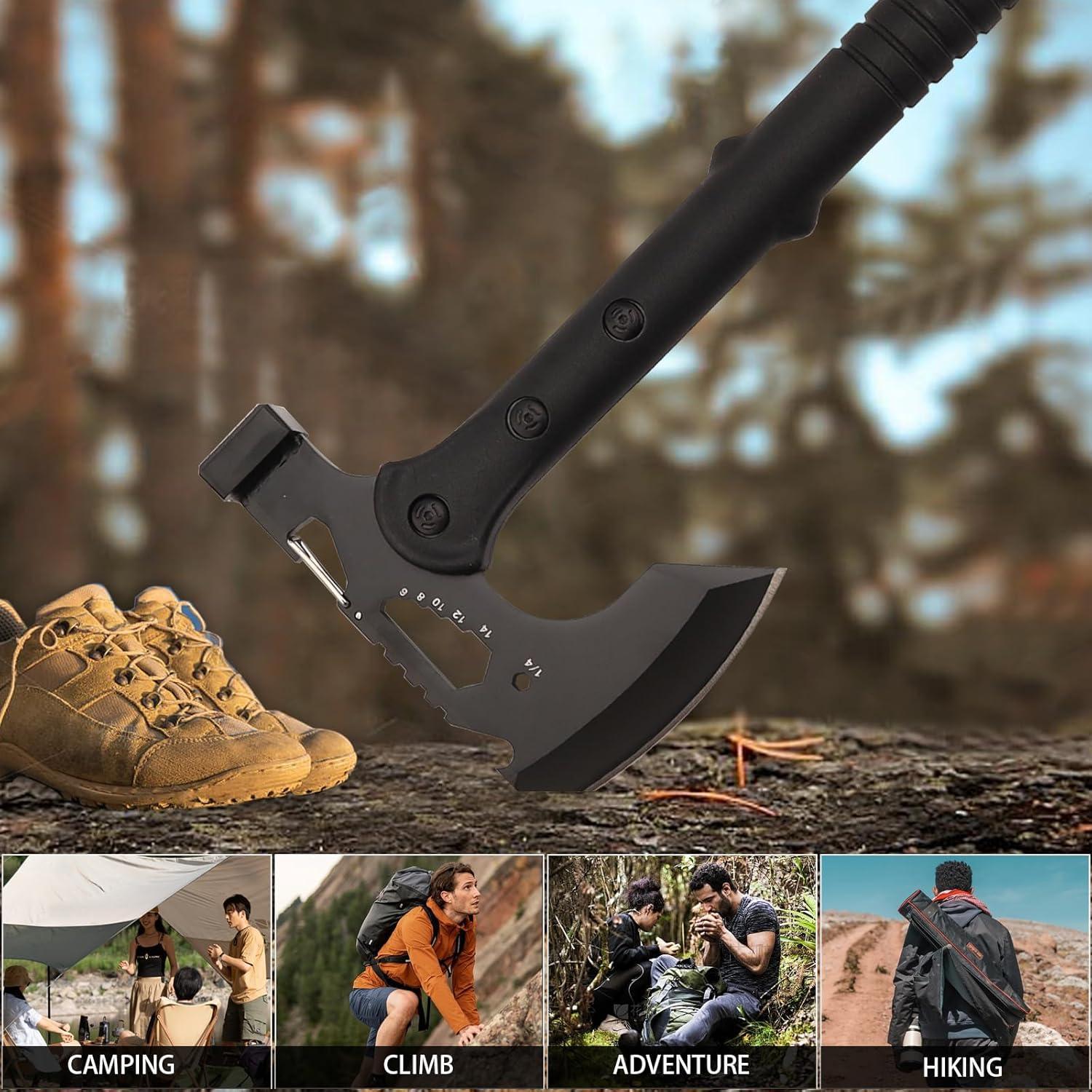 Hacha Táctica CHI SHANG de Acero Inoxidable con Funda Nylon