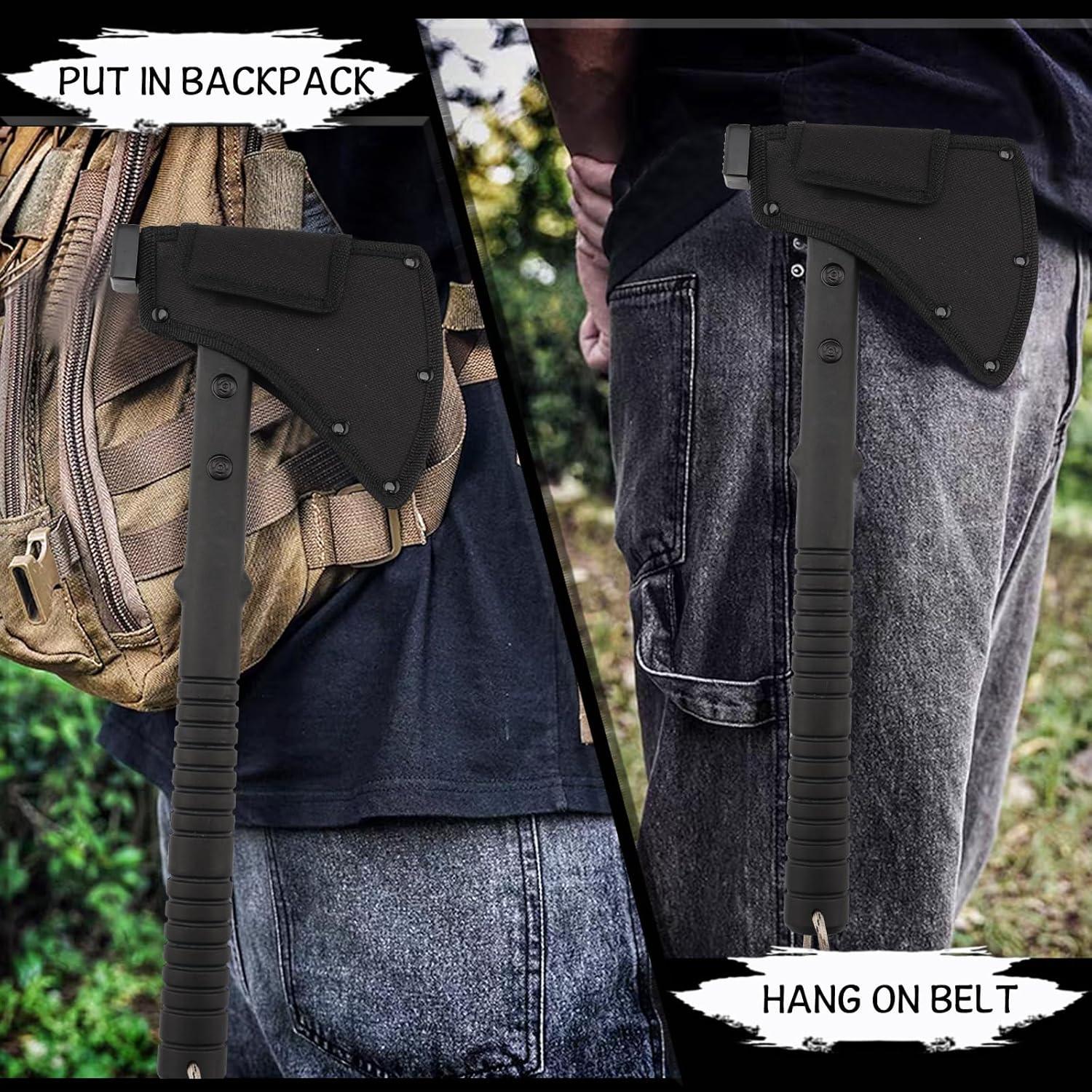 Hacha Táctica CHI SHANG de Acero Inoxidable con Funda Nylon