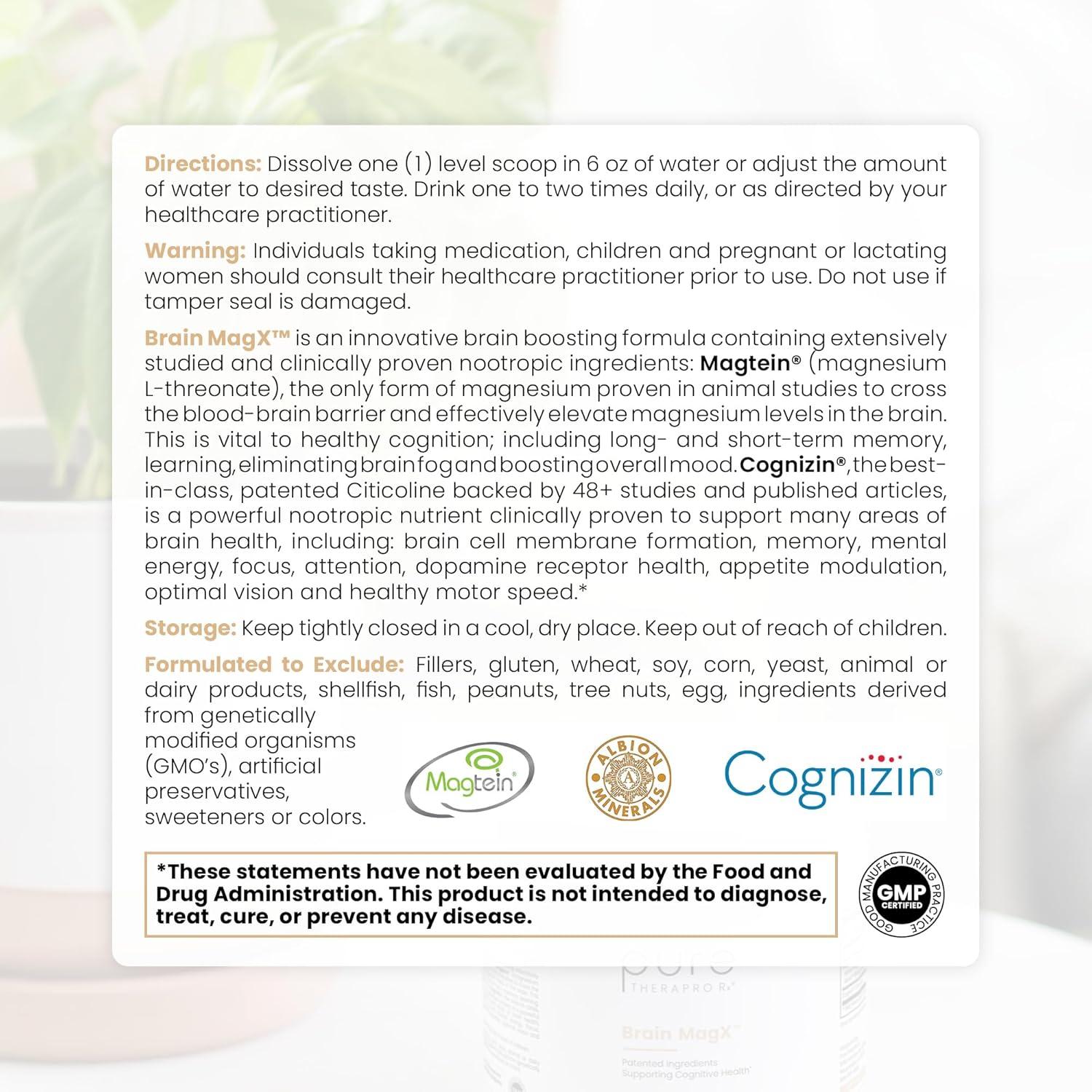 Suplemento Nootrópico Brain MagX Pure TheraPro Rx 30 Porciones