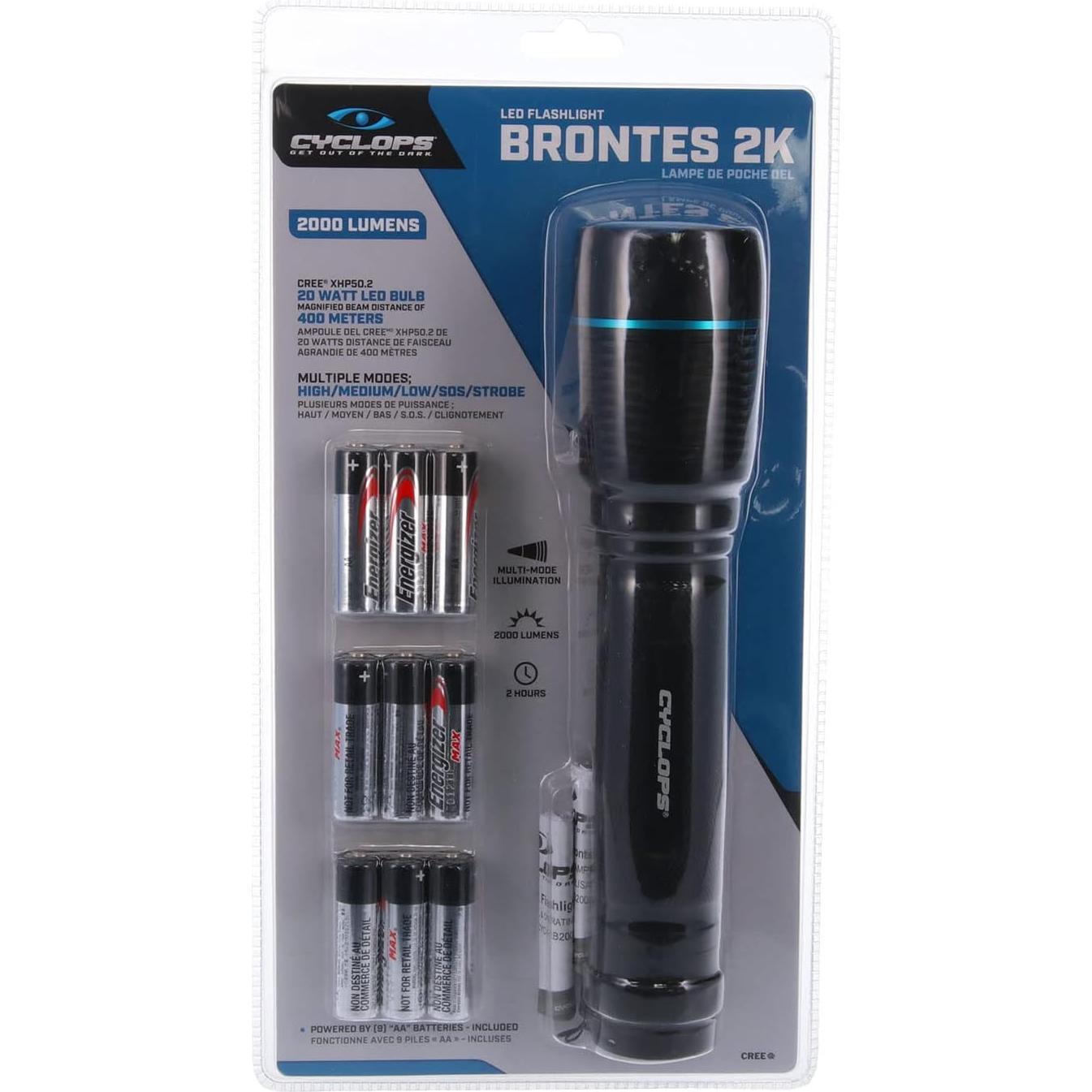 Linterna LED Cyclops Brontes 2000 Lúmenes IPX7 para Camping