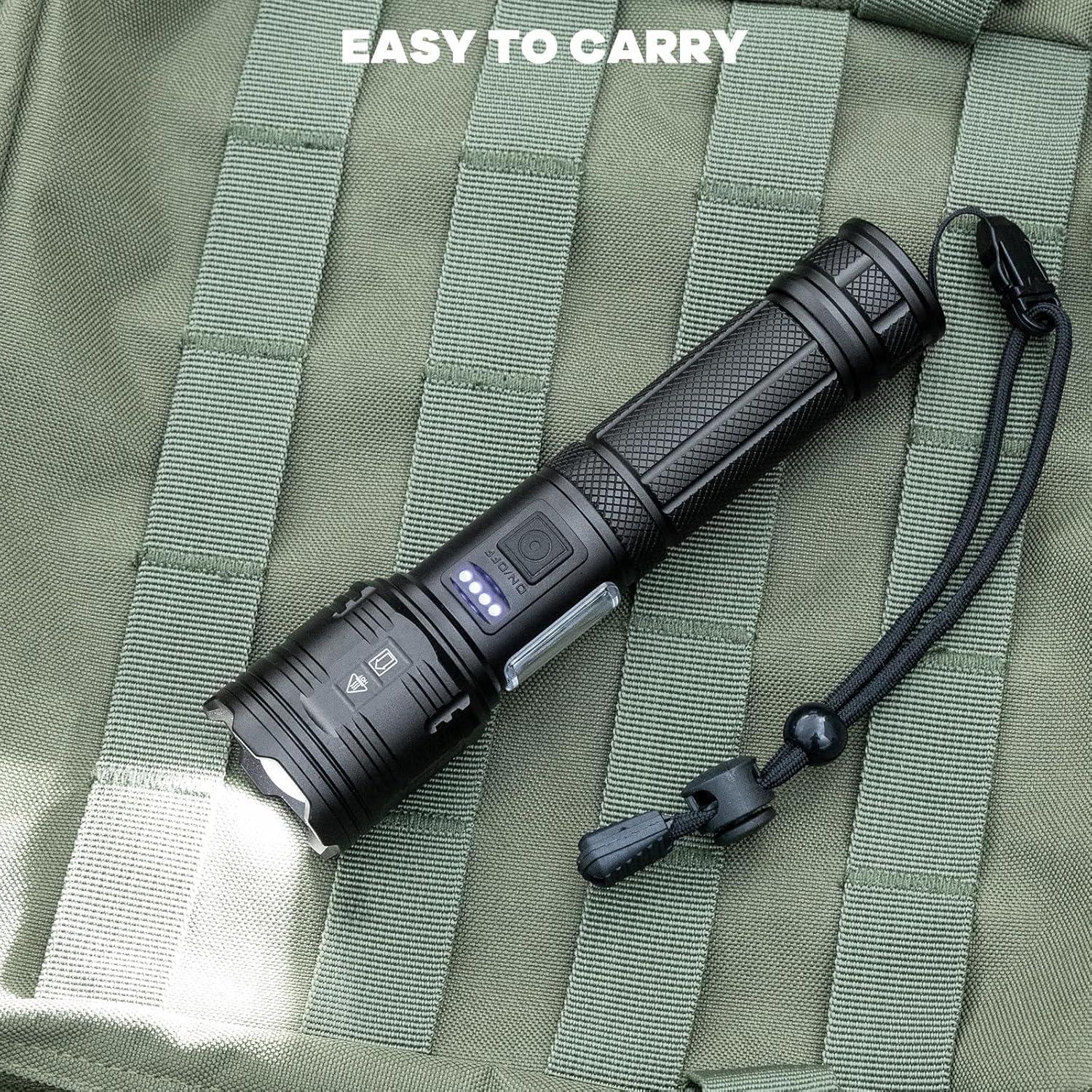 Linterna LED Recargable AURASEASON 90,000 Lumens IPX7 7 Modos