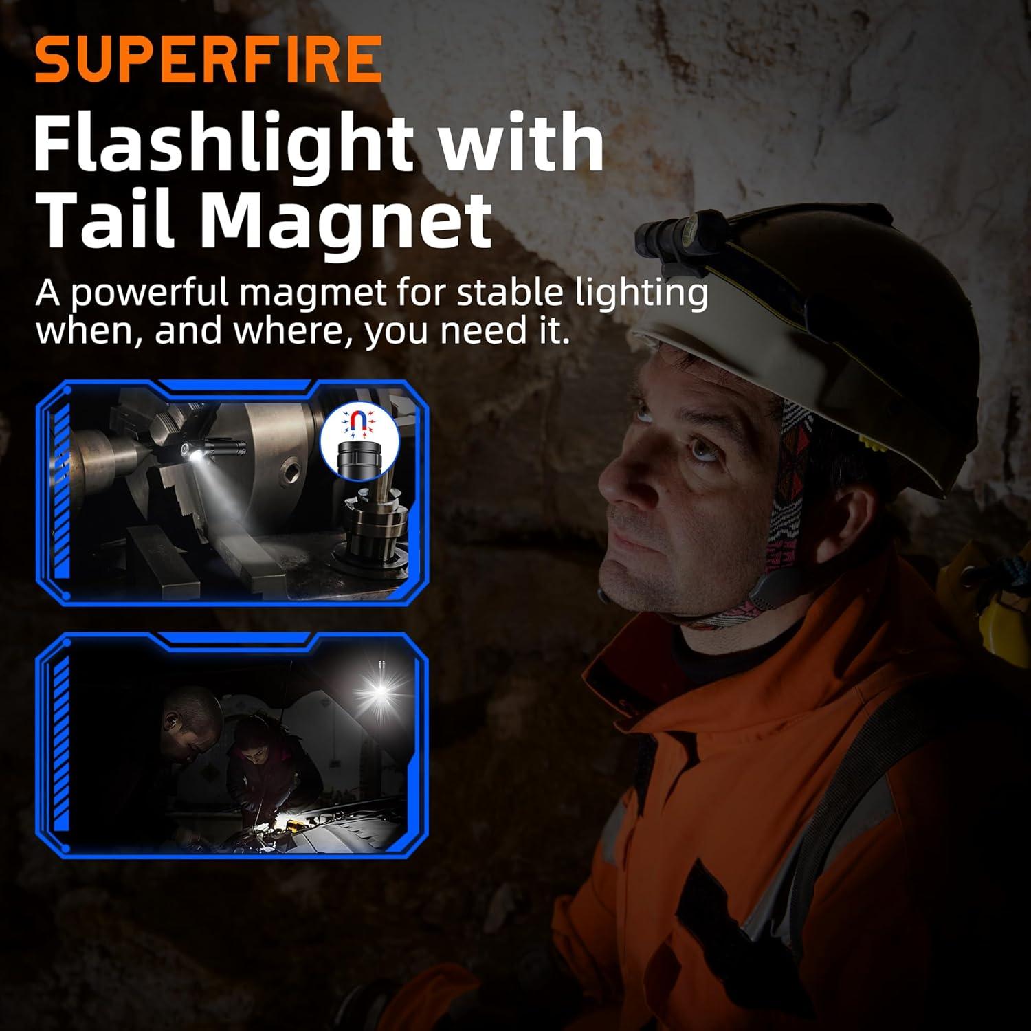 Linterna Frontal Recargable SuperFire TH04 600 Lúmenes 5 Modos