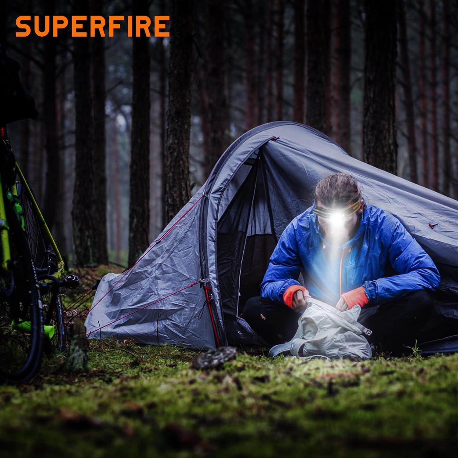 Linterna Frontal Recargable SuperFire TH04 600 Lúmenes 5 Modos