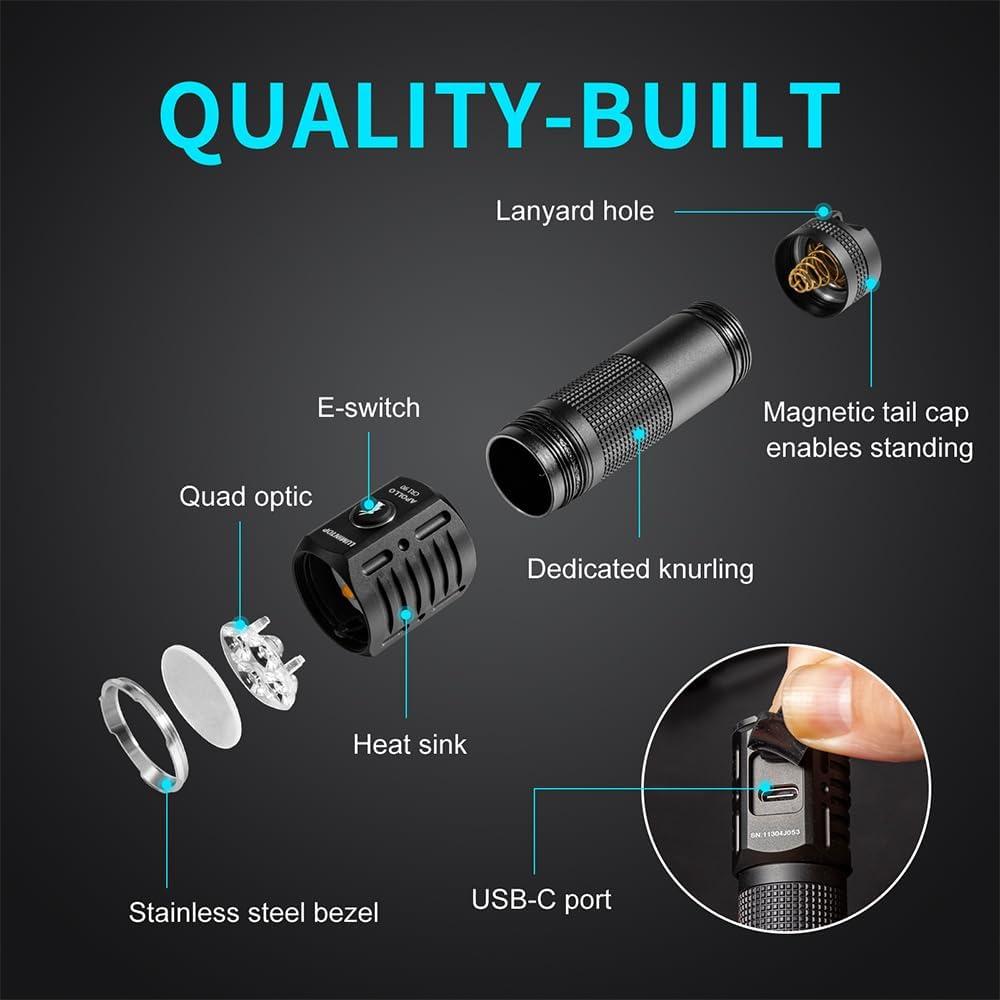 Linterna EDC LUMINPRO Apollo 1000 Lúmenes Recargable USB-C