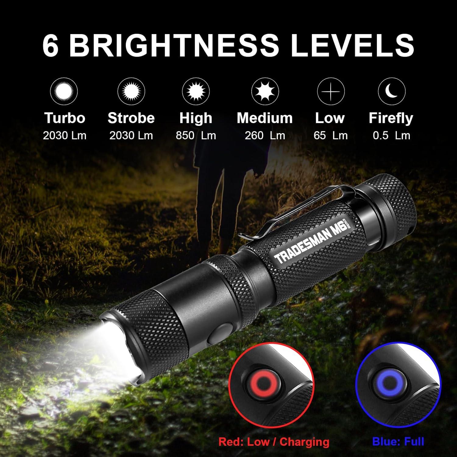 Linterna LED PowerTac M6 G3 Tradesman 2030 Lúmenes Recargable