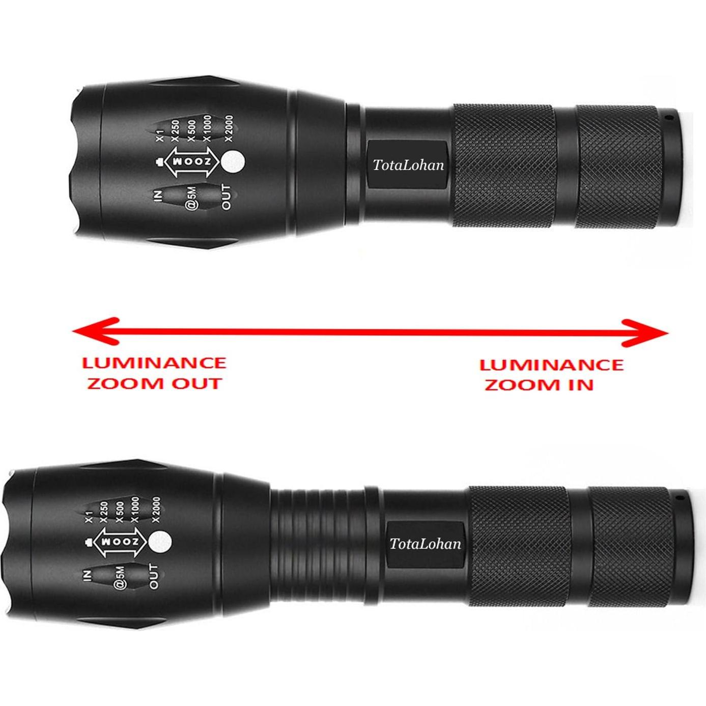 Linterna Táctica LED TotaLohan 2000 Lúmenes 2 Paquete