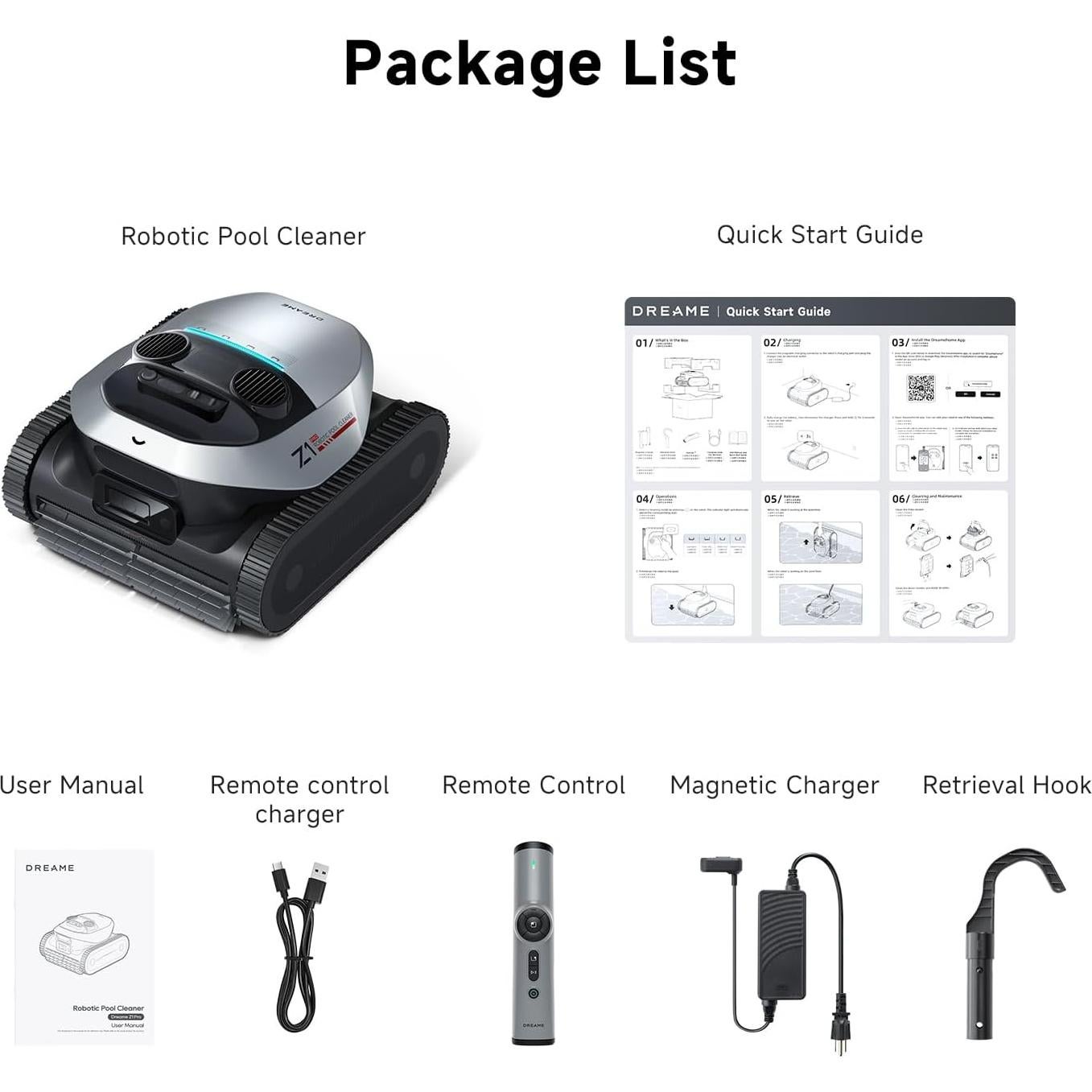 Limpiador de Piscinas Robótico DREAME Z1 Pro Inalámbrico 3028 L/h